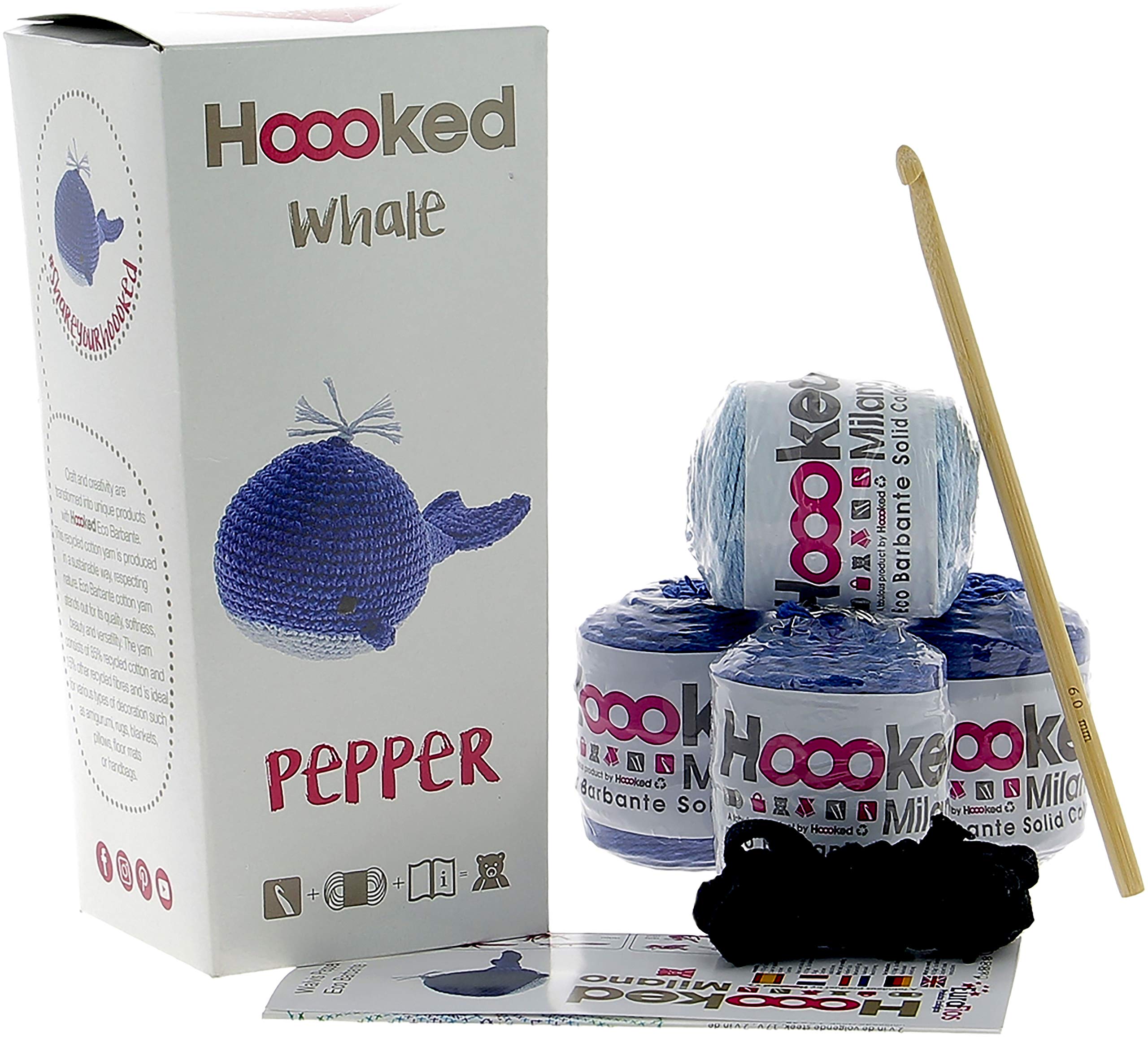 HOOOKED B.V. PAK137 Yarn KIT Whale PEPPR, 0