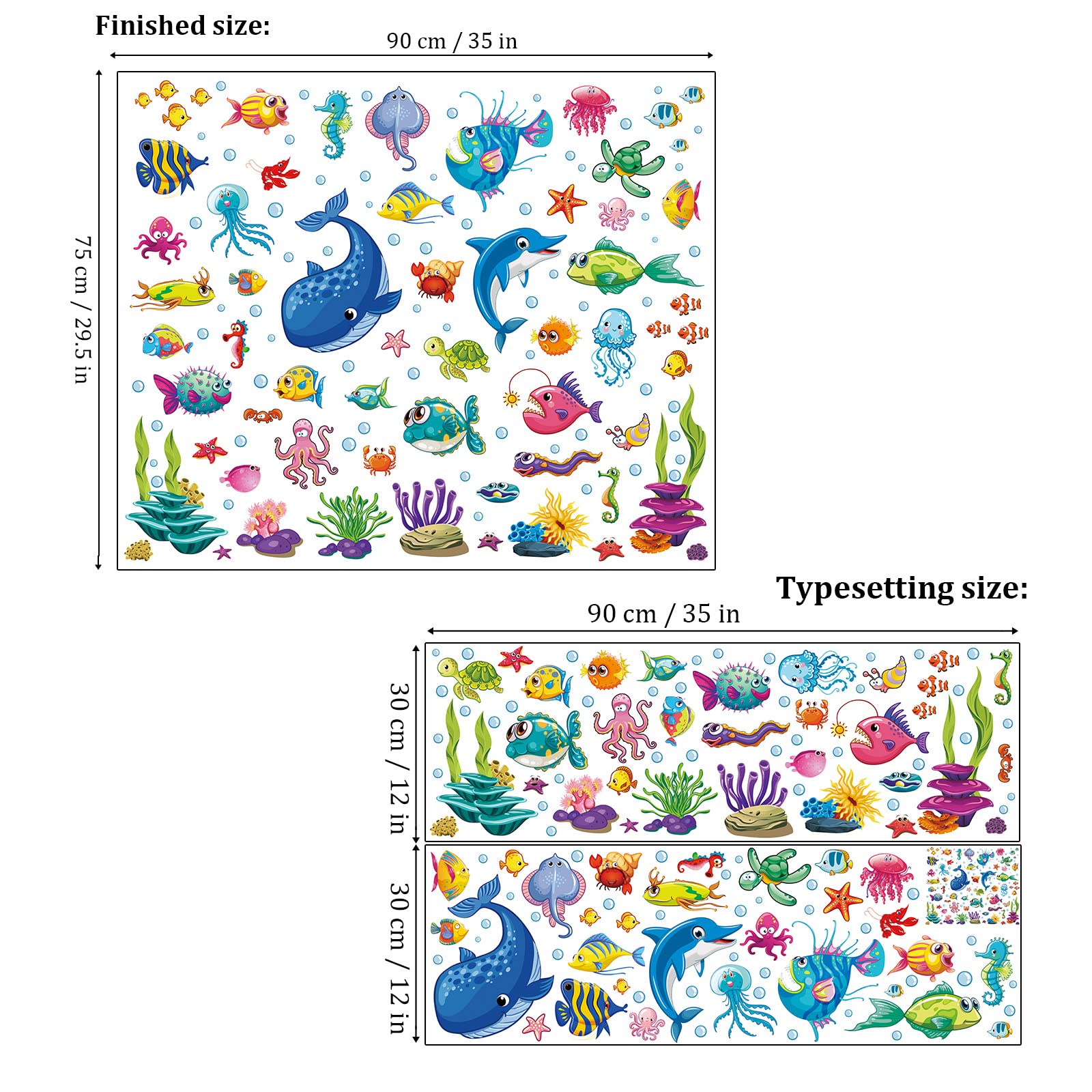 Under The Sea Fish Wall Stickers – Watercolor Ocean Creatures Peel & Stick Decals For Kids Rooms