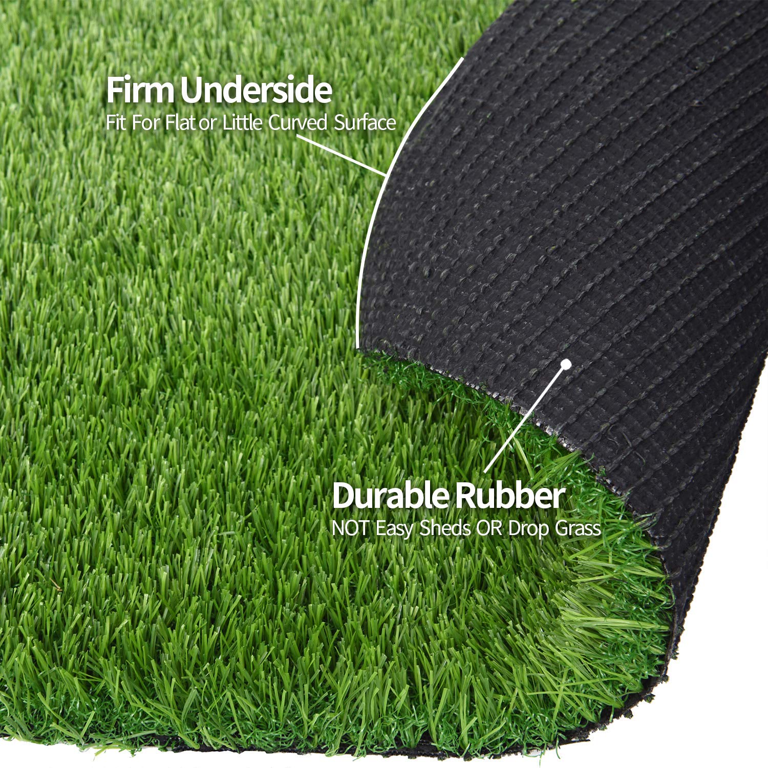 Artificial Grass Turf, 3 Tone Synthetic Grass Patch Mat w/Drainage Holes, Lush & Hard Pet Turf Astroturf Rug, Fake Turf for Indoor & Outdoor Decor