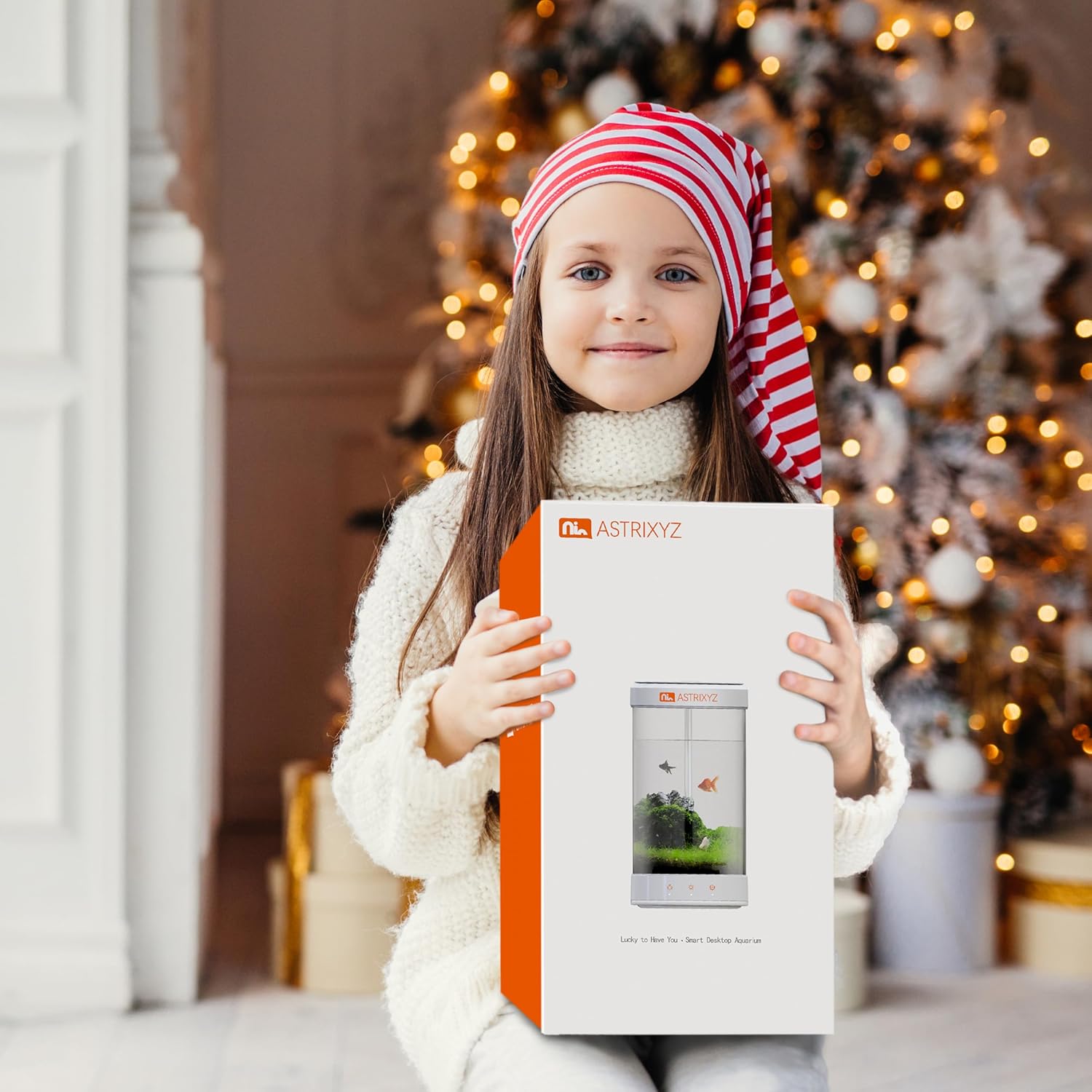 Aquarium Kit-1.5 Gallon Self-Cleaning Betta Fish Tank with 3-in-1 Filtration System, Oxygenation,Water Circulation, Multi-Color LED Lights - Quiet Desktop Aquarium for Home,Office & Gifts(White)