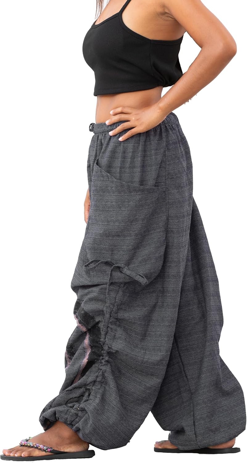 Women's Harem Cotton Pants Loose Fit Yoga Spiral Print Pants with Pockets