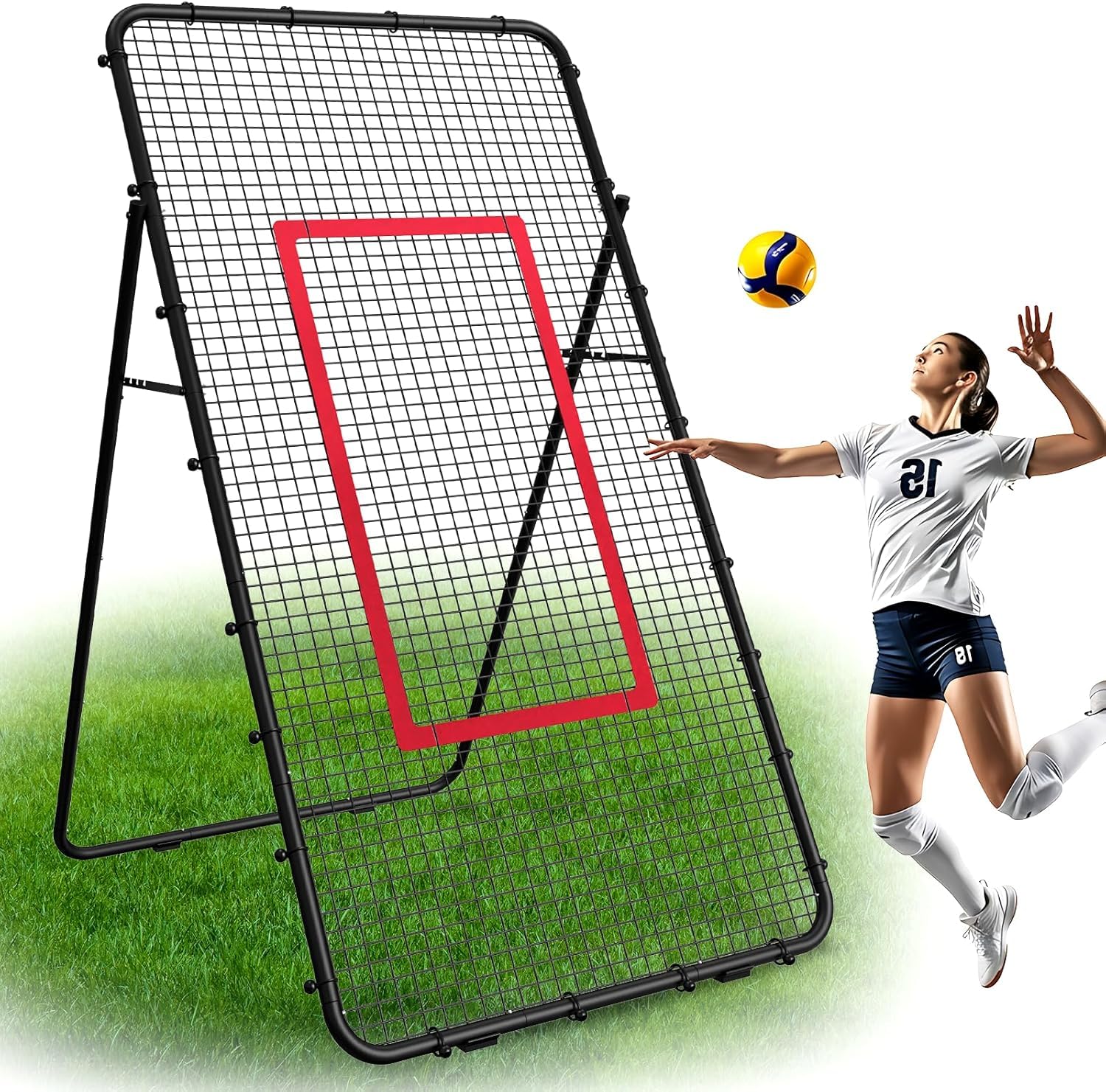 Volleyball Rebounder Netz 2,2 x 1,2 m, verstellbares Volleyballnetz für Sporttraining Garten