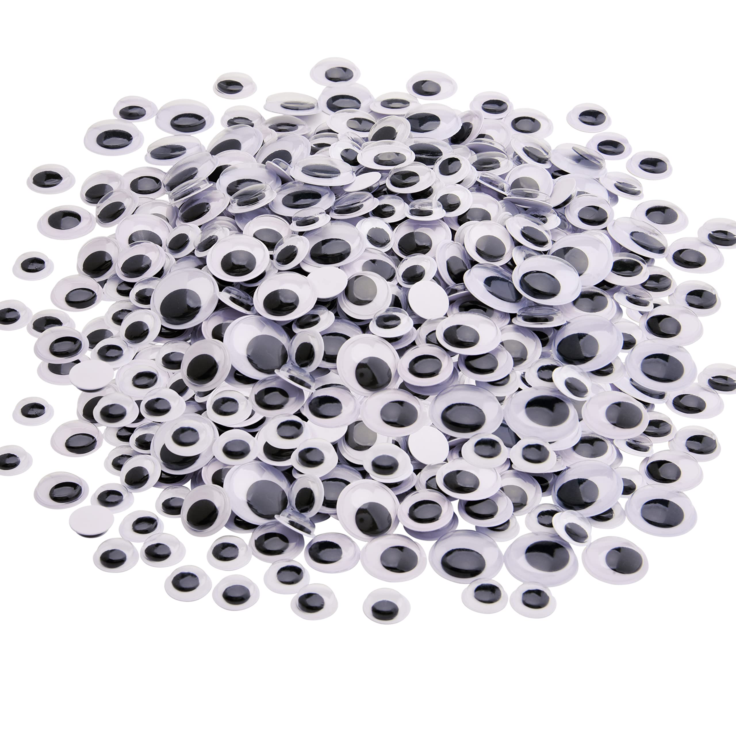 Hapeper300 Pieces Wiggle Eyes with Self Adhesive, 0.47 0.6 0.7 0.78 Inch Mini Black Plastic Eye for Art Crafts Decoration DIY