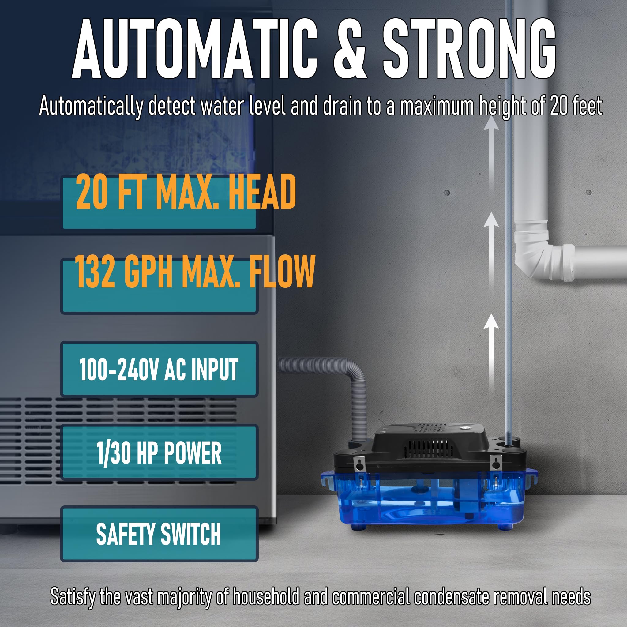 HVAC Condensate Pump - 1/30HP, 132 GPH -5