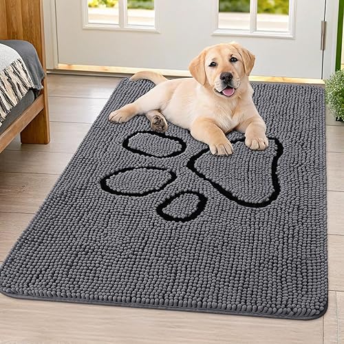 Miniatura 68 de Smiry Tapete para puerta de perro para patas fangosas, absorbente que atrapa la suciedad, antideslizante, de secado rápido, lavable, tapete de