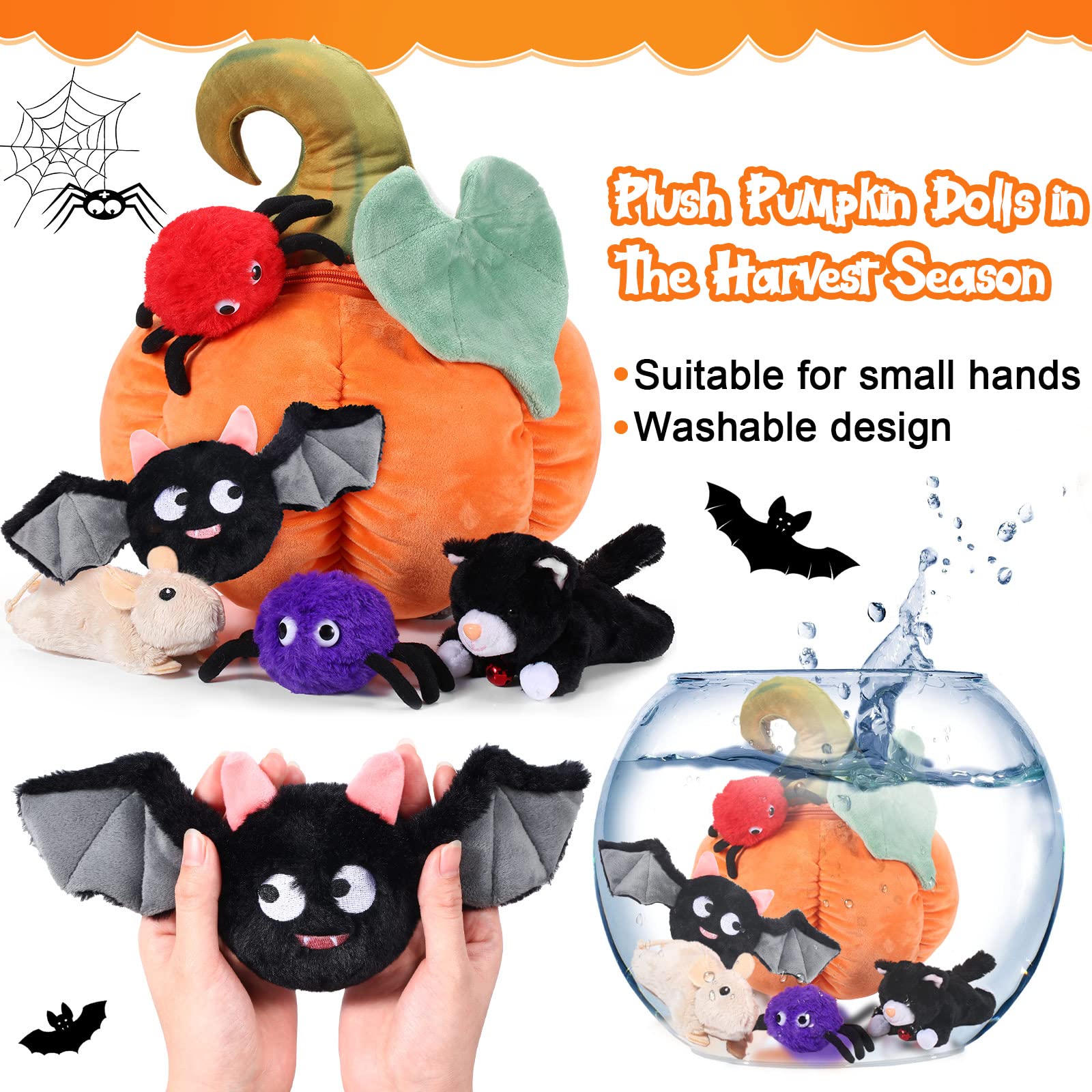 spider pumpkin plush
