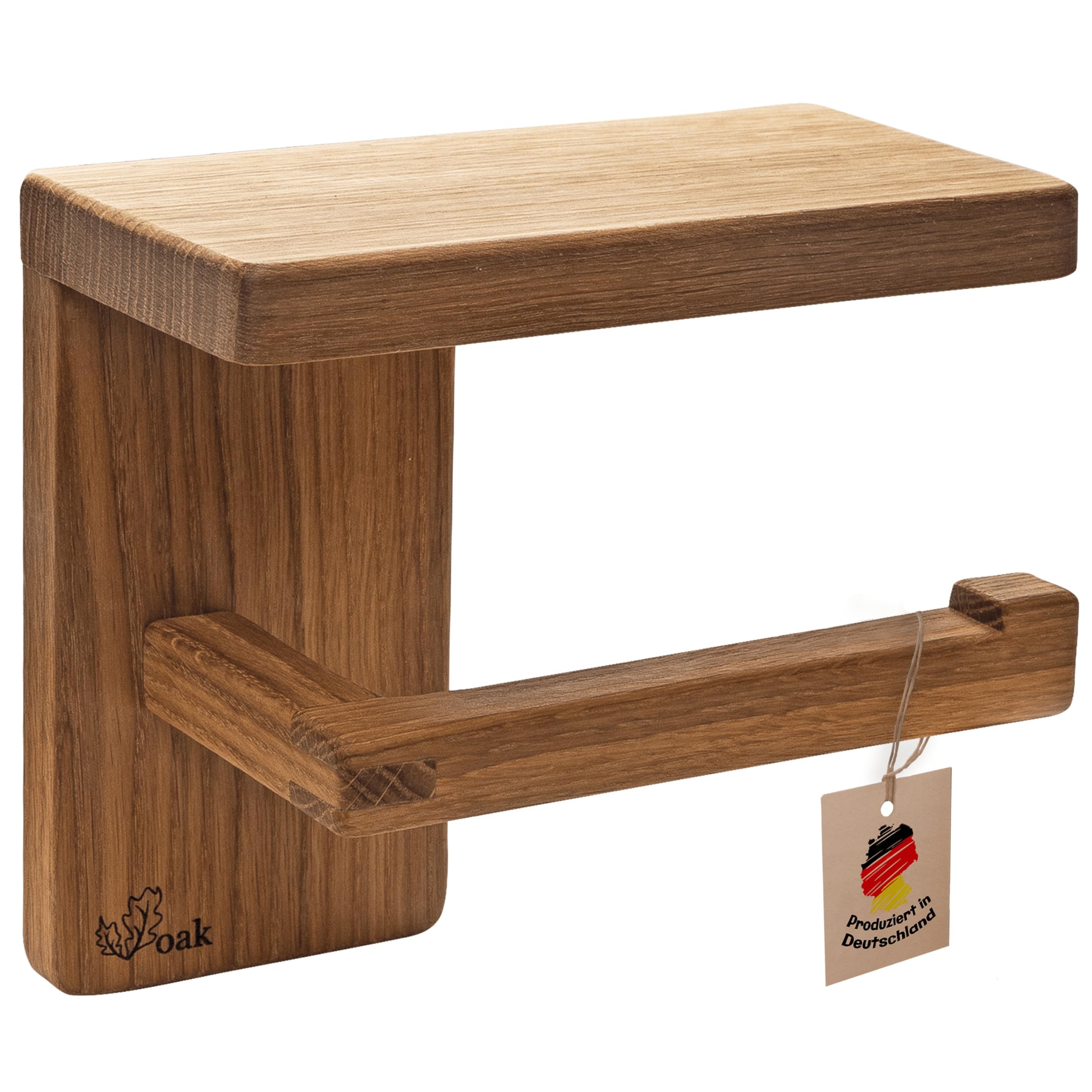 EBEAKA Toiletpapierhouder bamboe, dubbele rolhouder, wc-papierhouder zonder boren, met plank, snelle installatie, wc-rolhouder om te plakken of te boren, toiletpapierhouder voor badkamer (natuur