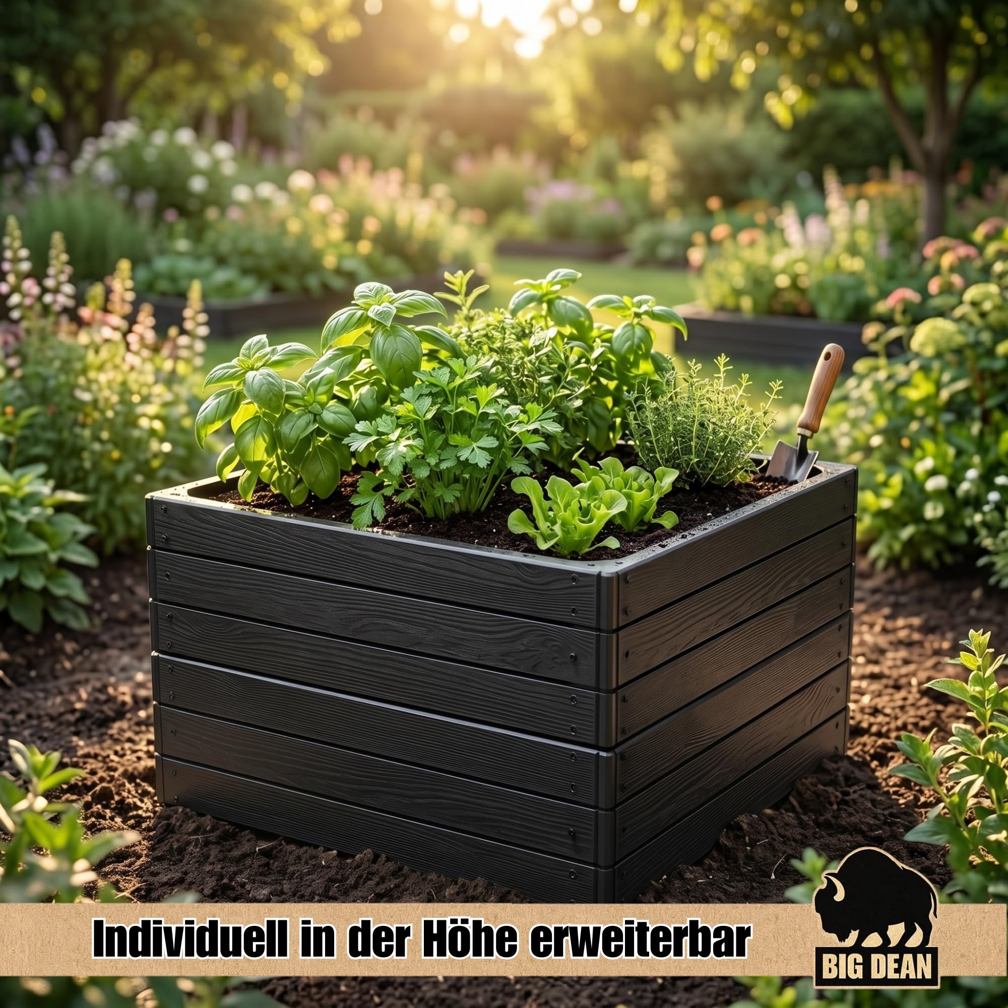 BigDean 2X Hochbeet 75 x 61 x 23 cm 83 Liter modular erweiterbar | Made in Europa