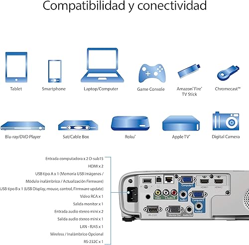 Vista 5 de Epson Proyector LCD PowerLite W39 - 1610