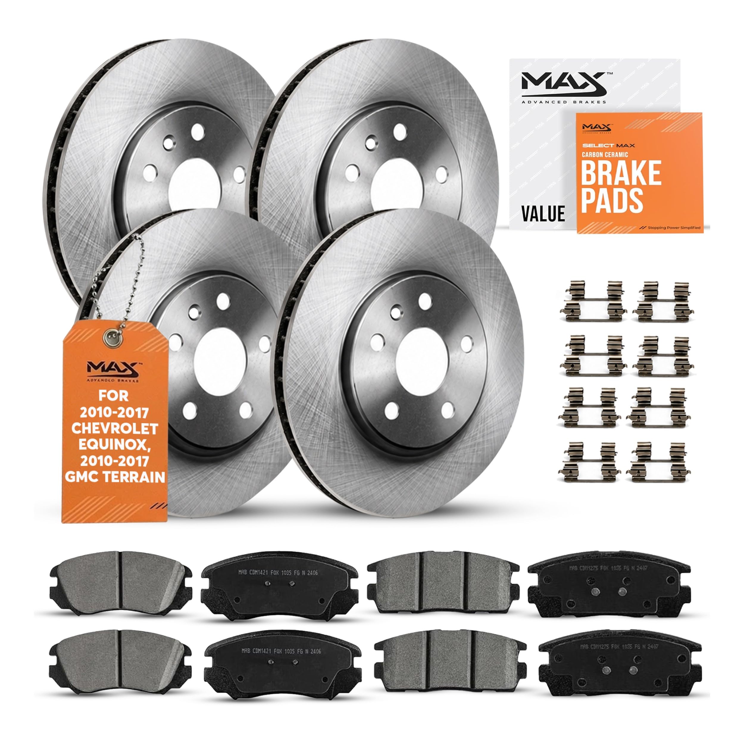 MAX Advanced Brakes Front Rear Brake Kit for Chevrolet Equinox, GMC Terrain
