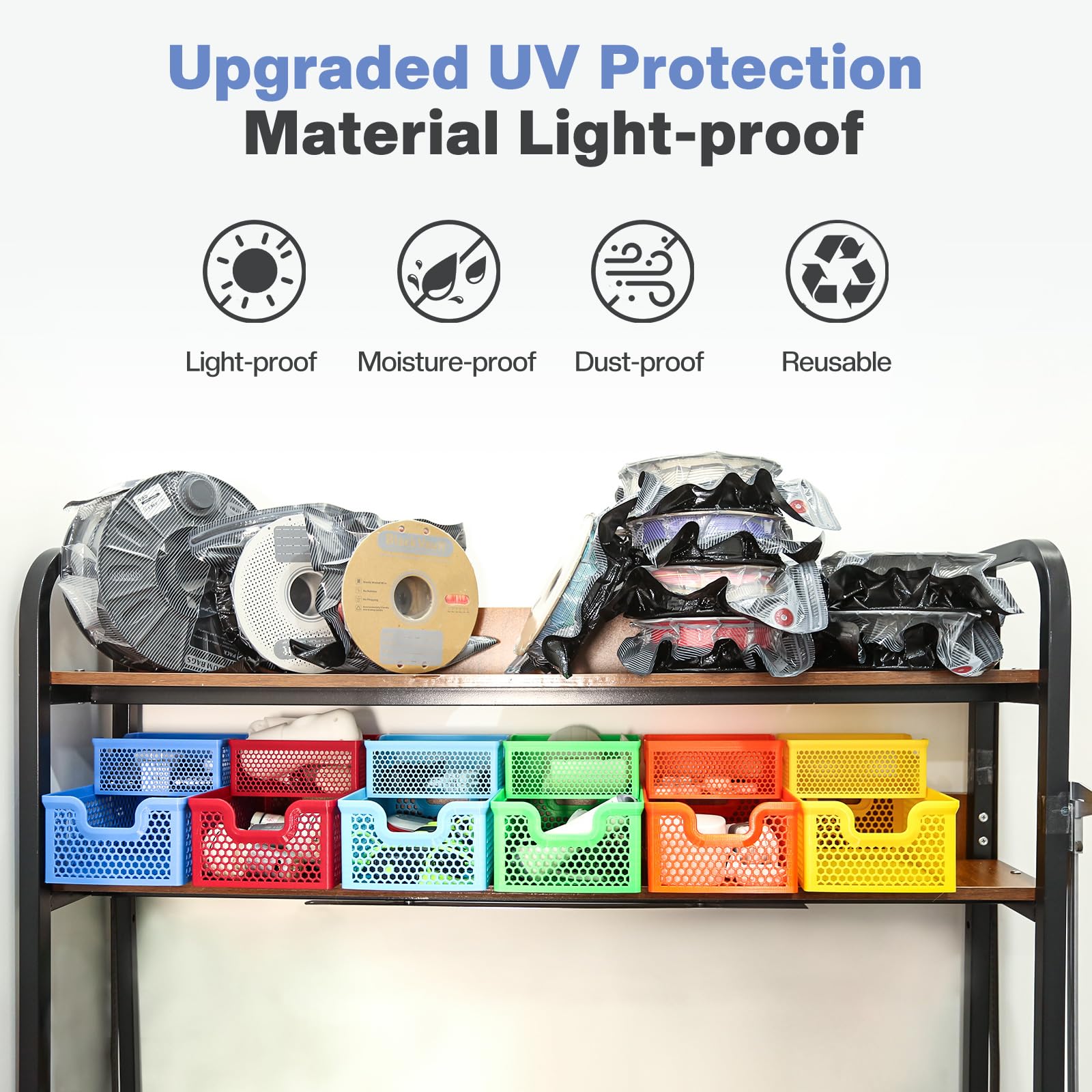 Vacbird 3D Drucker Zubehör Vakuum Kit, 10er 3D Filament Schwarz Vakuumbeutel mit USB-Pumpe(30 * 34cm) Kann Sonnenlicht blockieren für 3D Drucker Glühfaden Lagerung, Schutz Filament von Feuchtigkeit