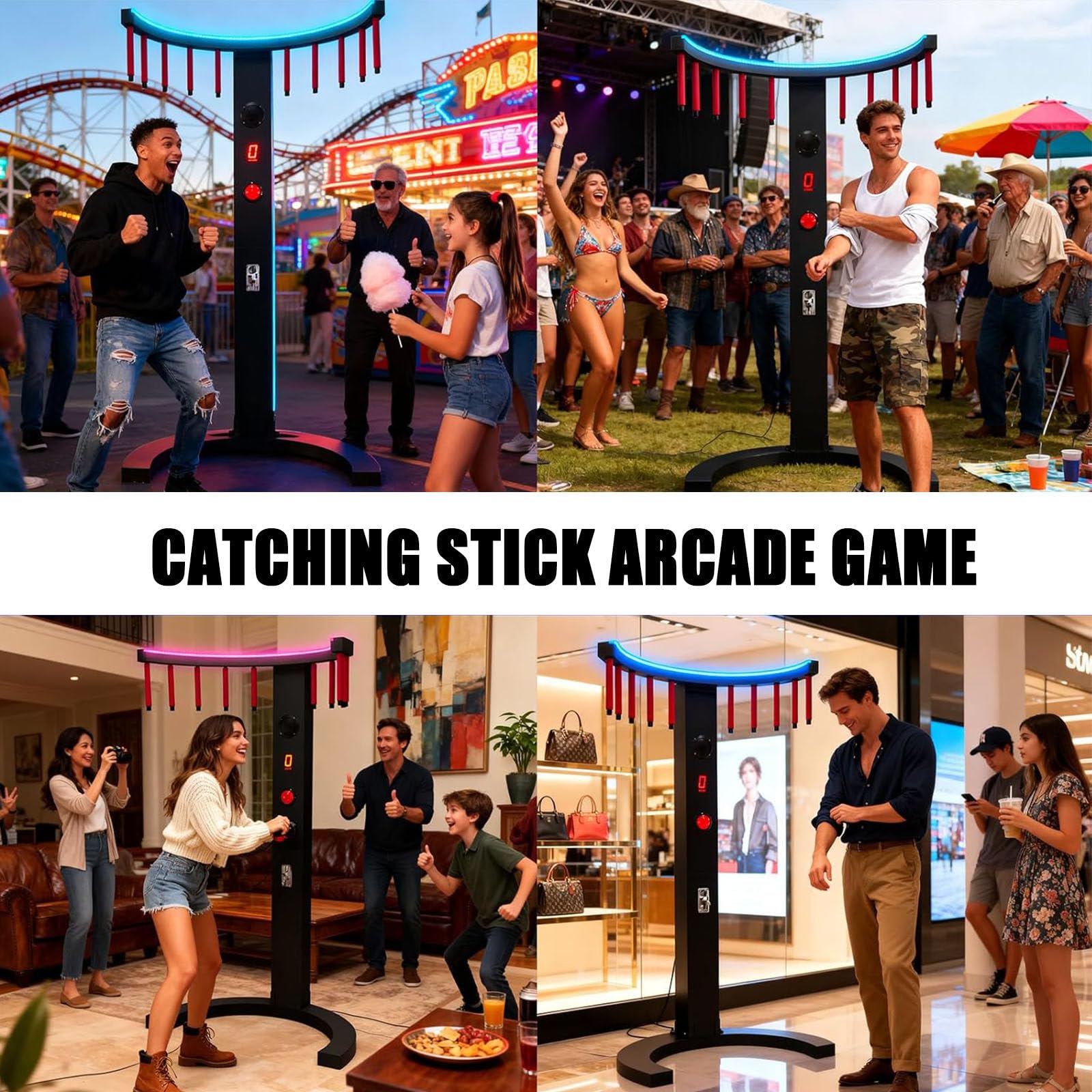 Gra Zręcznościowa Reflex Stick Challenge,Z Regulacją Prędkości, Efektami świetlnymi LED I Muzyką; Idealna Na Imprezy, Do Wypożyczalni Oraz Na Rodzinne Wieczory Z Grami