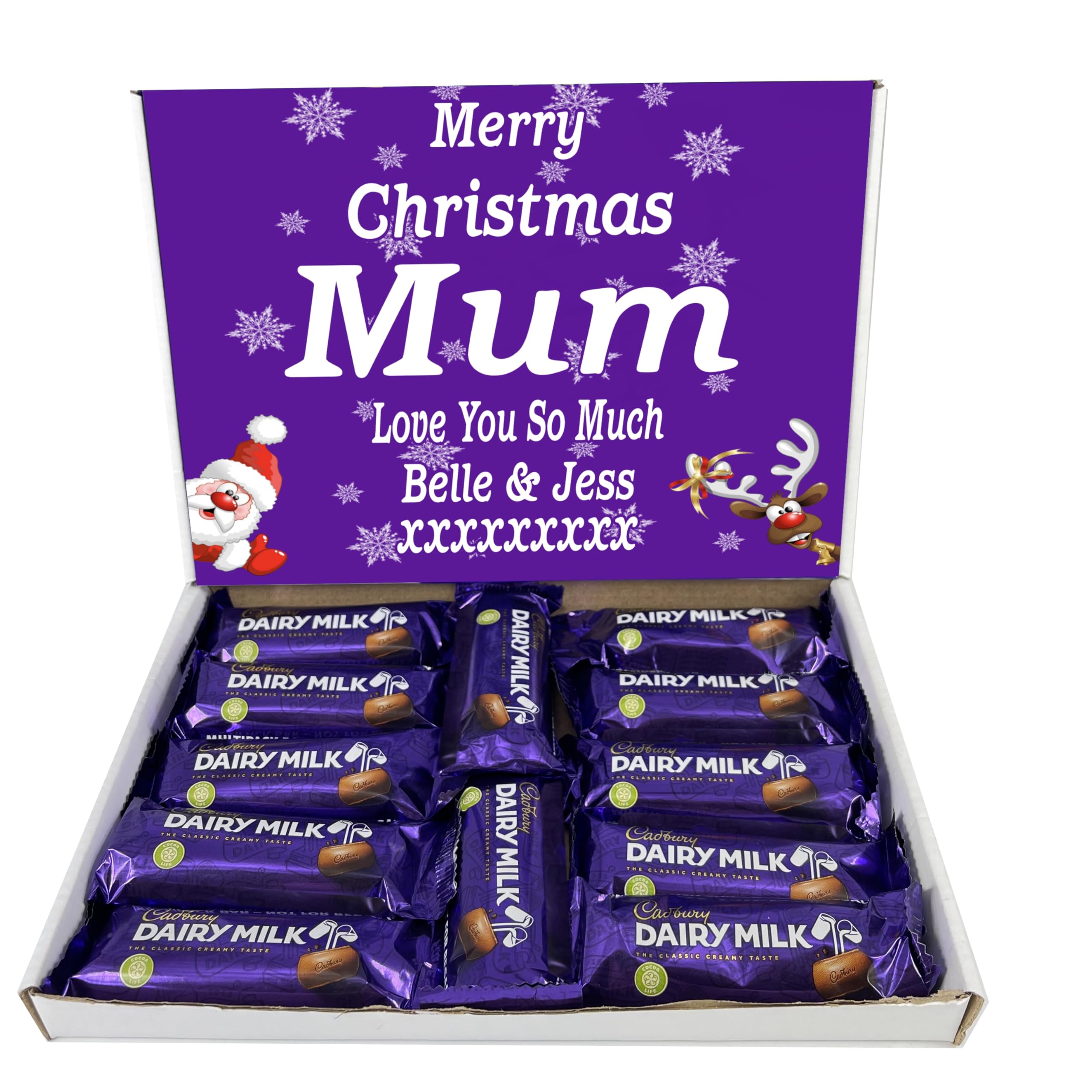 Personalised Letterbox Friendly Chocolate Gift Box Hamper – Personalised Sweet Gift for Him or Her – Perfect for Birthdays, Christmas or Any Occasion (Compatible With DAIRY MILK)