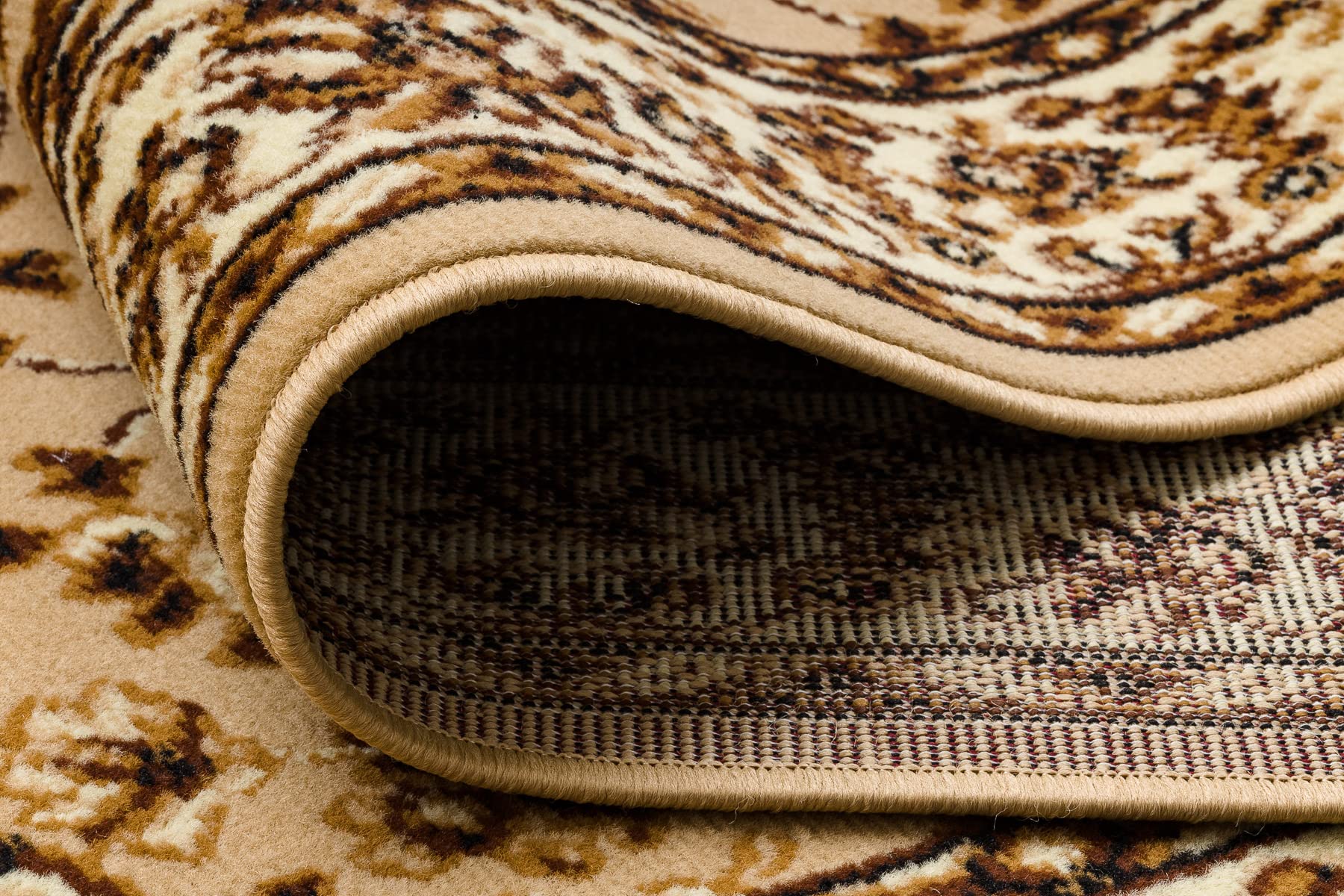 rugsx Tapis de Couloir BCF MORAD KLASYK pour la Cuisine, Le Hall, Le Couloir, l'entrée, Solide, Classique Beige 60x400 cm