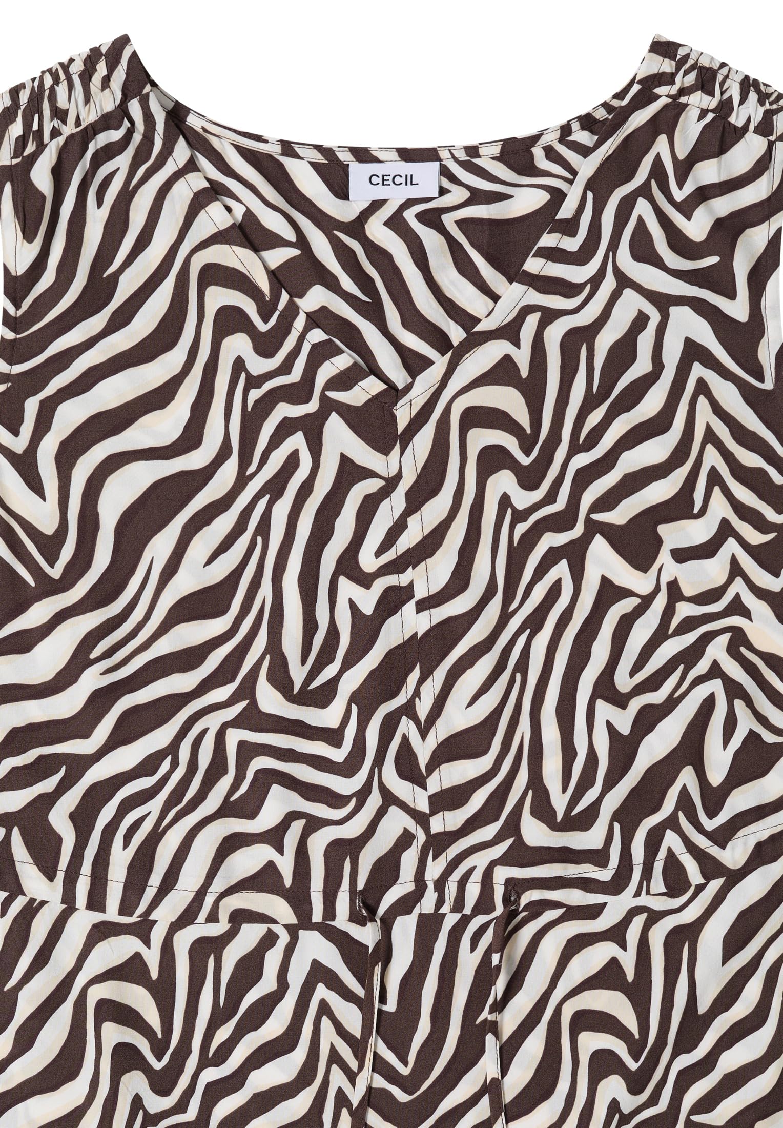 Cecil Damen 1409212 Midikleid mit V-Neck und Zebraprint (1er Pack)