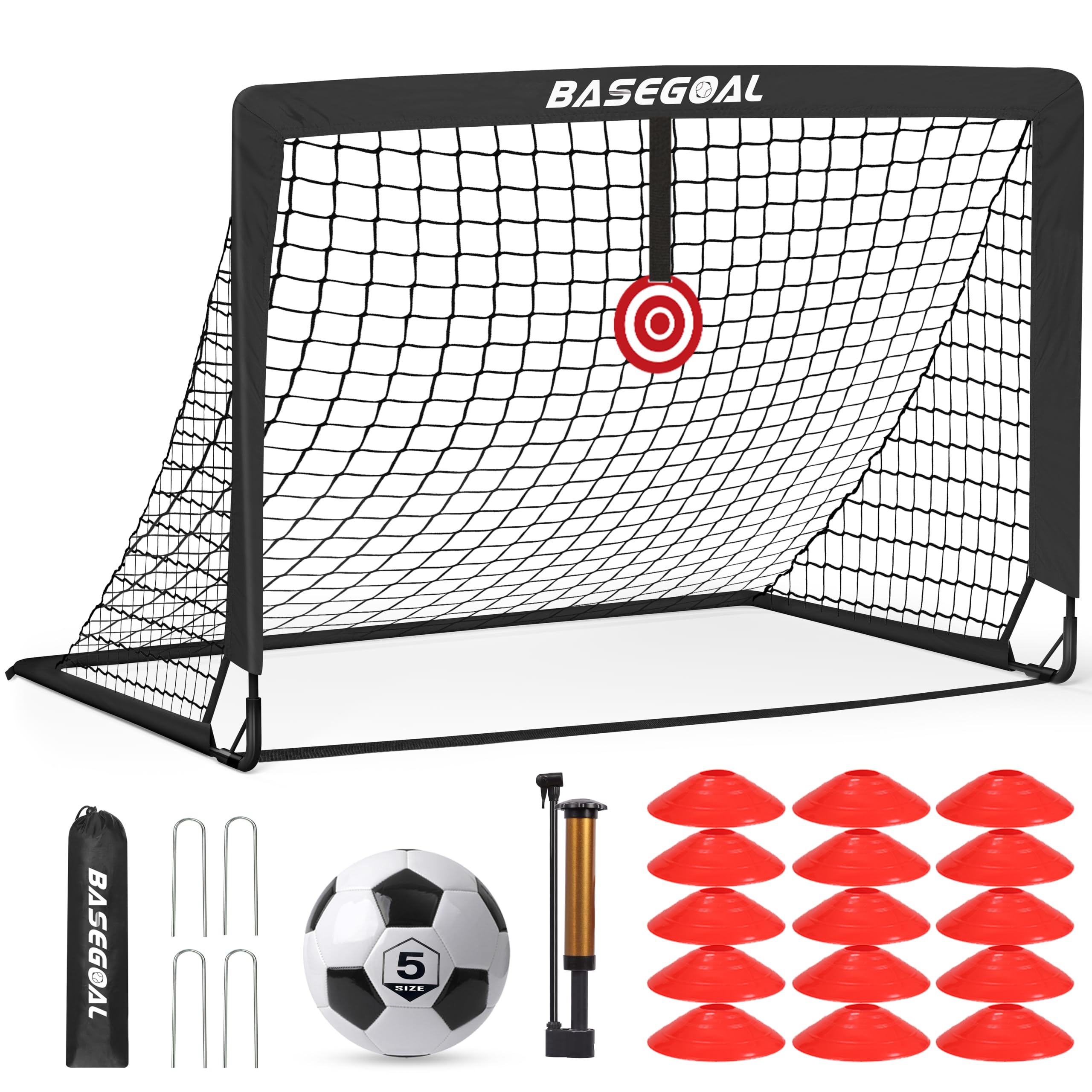 Porte da Calcio per Giardino, Porta da Calcio per 150x120cm, Porticine Da Calcio con Aste In Fibra di Vetro e Reti di Alta Qualità, Bullseye e Borsa per Giardino e Gioco per Interni - 1