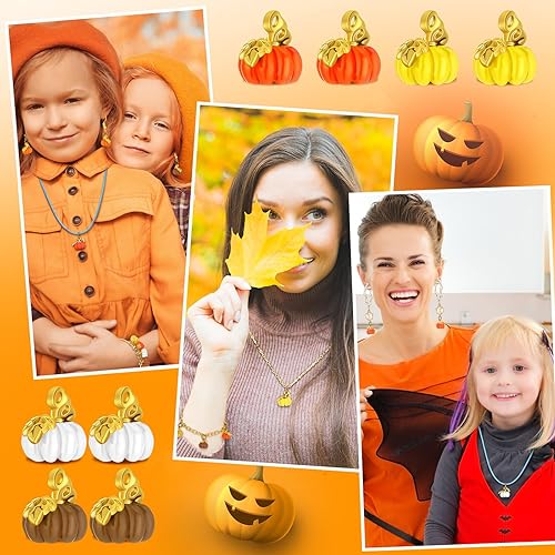 Miniatura 5 de 60 dijes de calabaza de Acción de Gracias con decoración dorada, colgante de aleación de calabaza 3D de Halloween, colgante de calabaza de otoño a