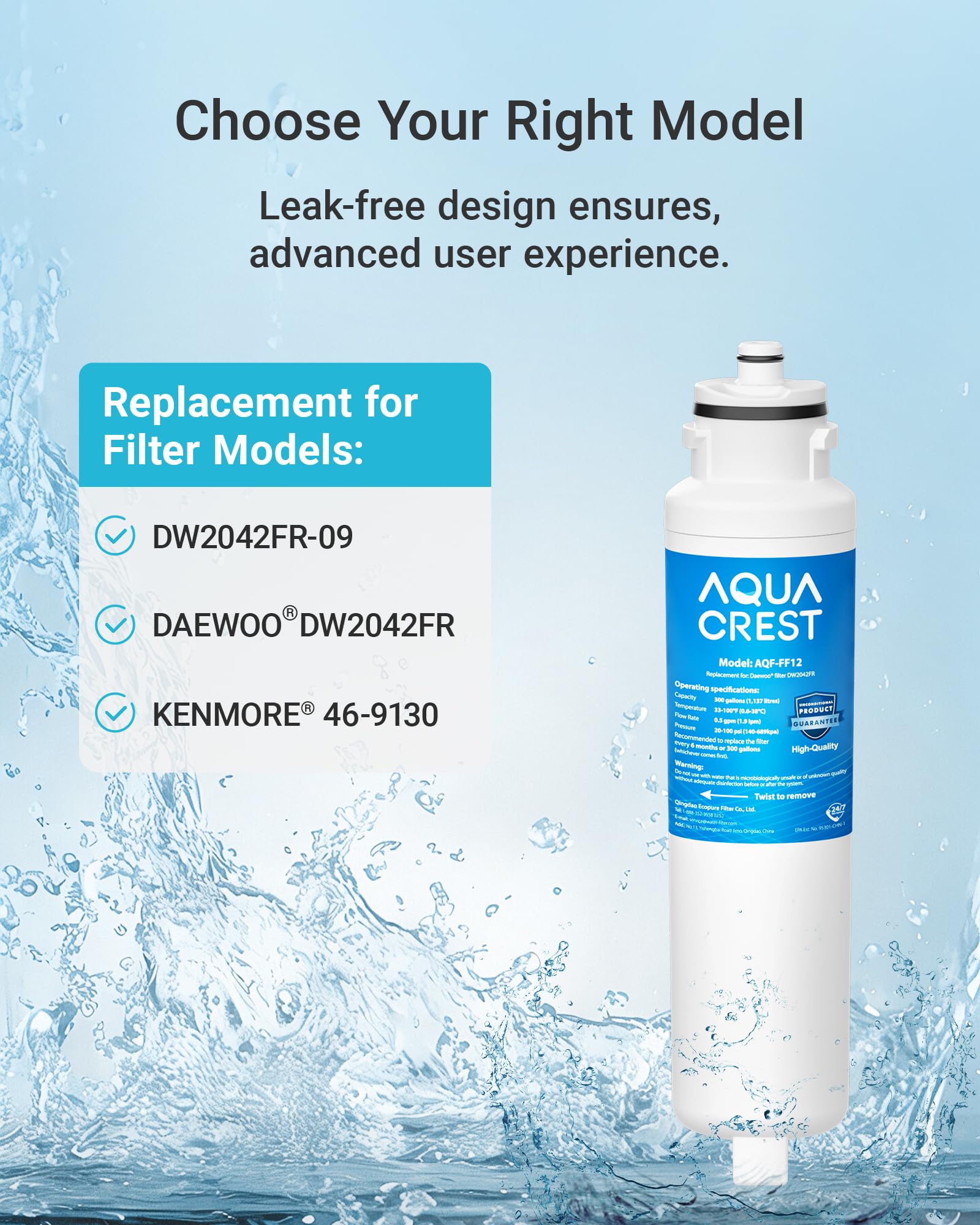 Finest-Filters DW2042FR-09 Cartuccia filtro dell'acqua per frigorifero