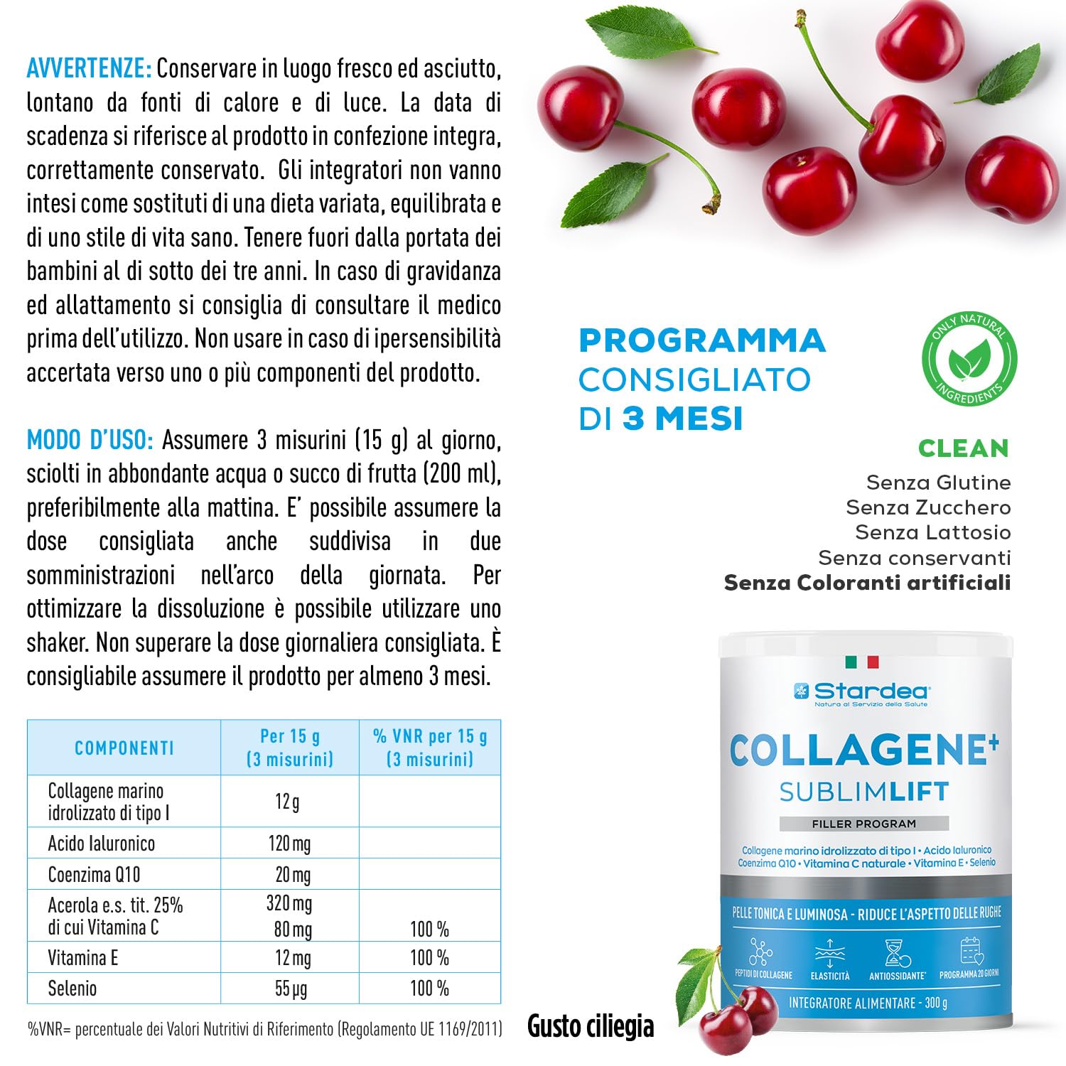 Collagene In Polvere Sublimlift 12 g - Acido Ialuronico - 300 g STARDEA