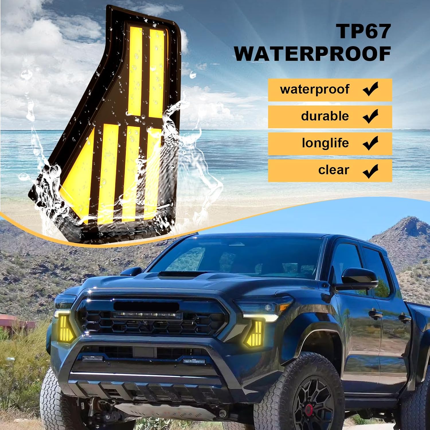 LED Fog Lights Daytime Running Lights fit For Toyota Tacoma 2024 2025 Foglights Lamps Assembly Turn Signal Lights 2024 Tacoma (DRL)