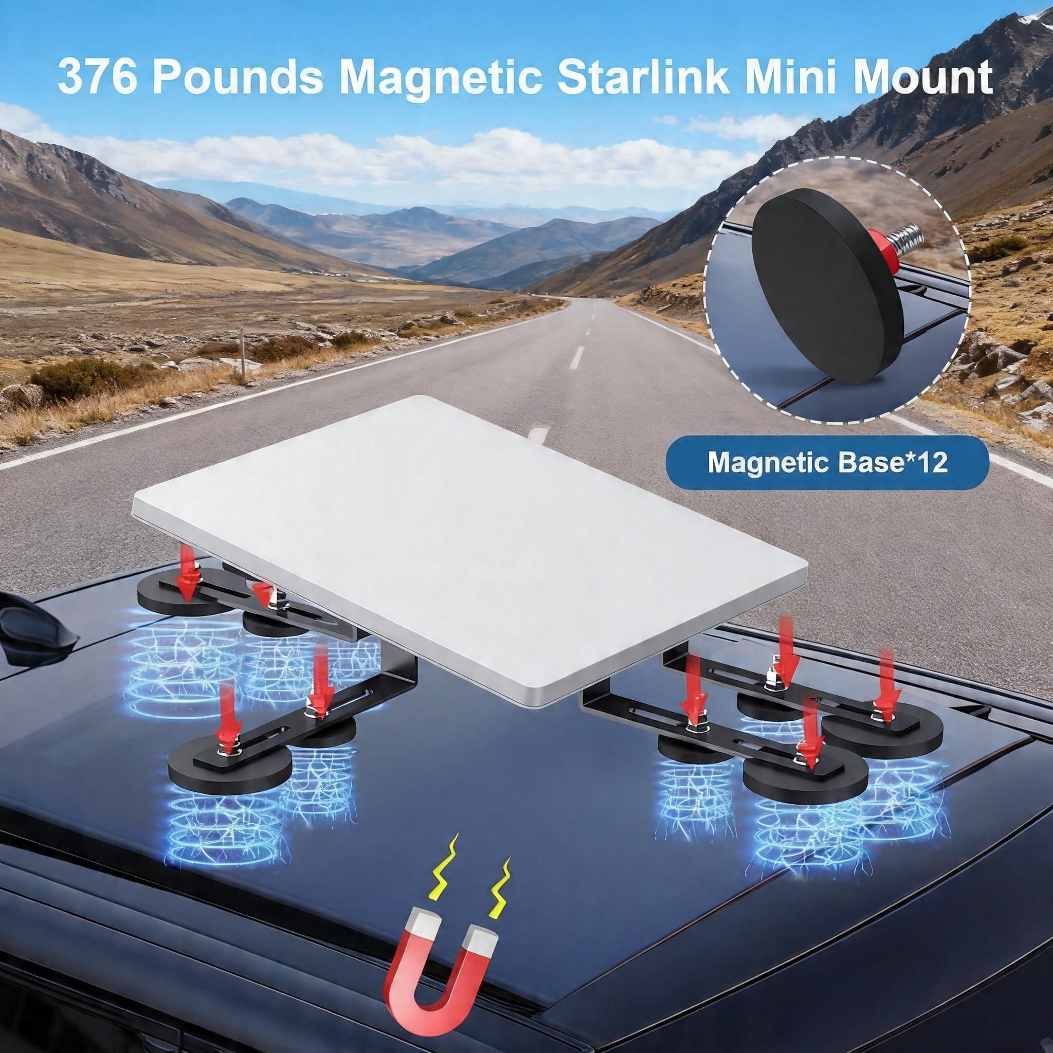 Star link mini montaż magnetyczny z 12 podstawami magnetycznymi, maksymalna siła trzymania do 182 funtów. PRUBOVI Star link internetowy zestaw instalacyjny satelitarny, kompatybilny z anteną Star link