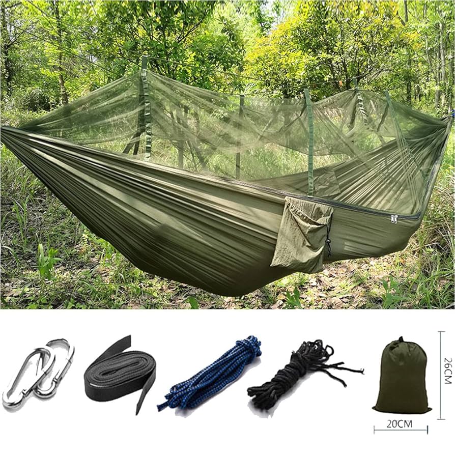 Ban Mai Indoor/Outdoor Adult Hammock Swing Bed With Adjustable Medium Duty Metal Frame 72" For Adult Under 6 Feet Tall, And A Free Hand Carry Bag
