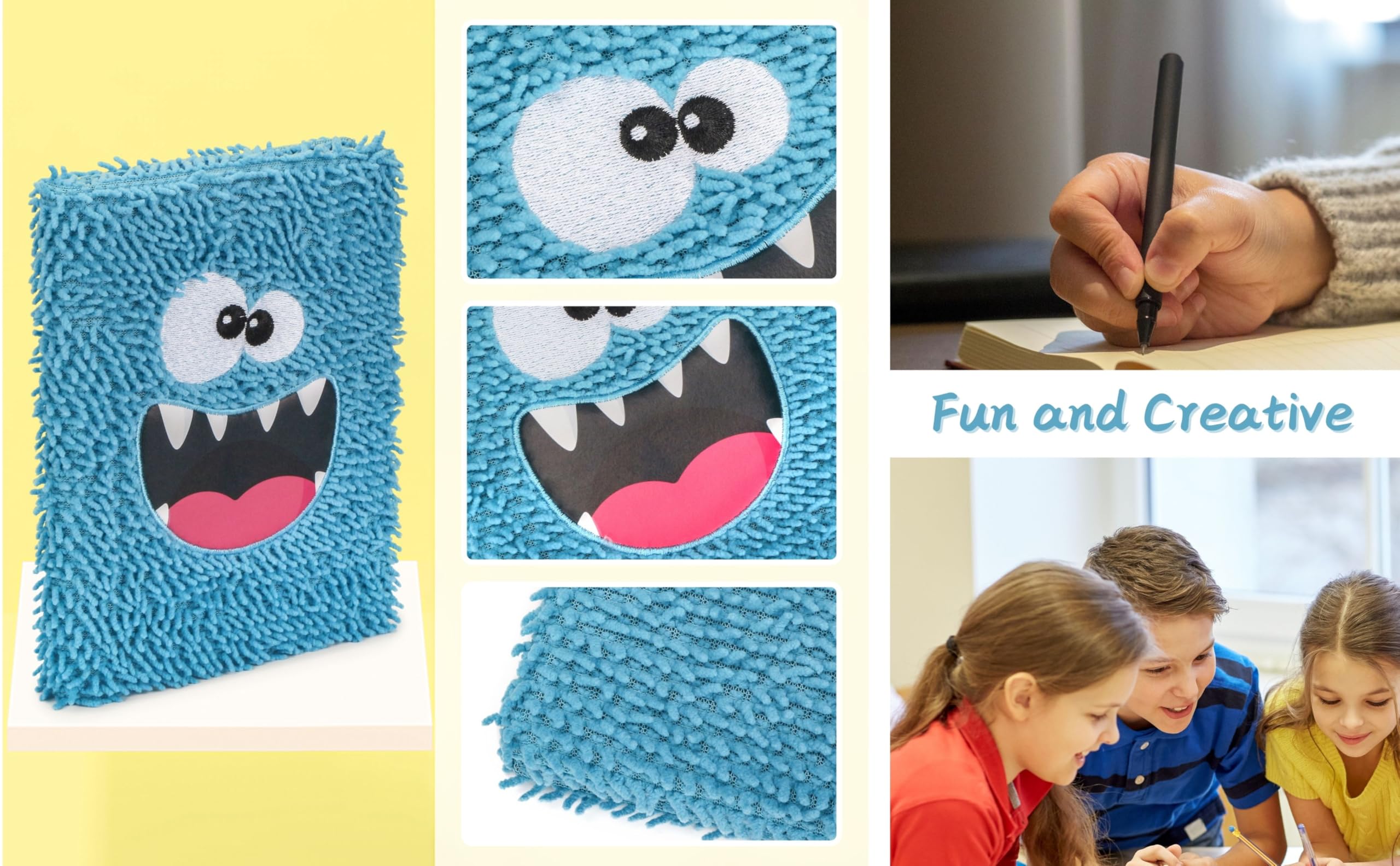 EXERZ A5 Notebook “Funky Monster”, Children Journal Diary, Notepad for Kids Fluffy and soft, Cute and Functional - Image 3
