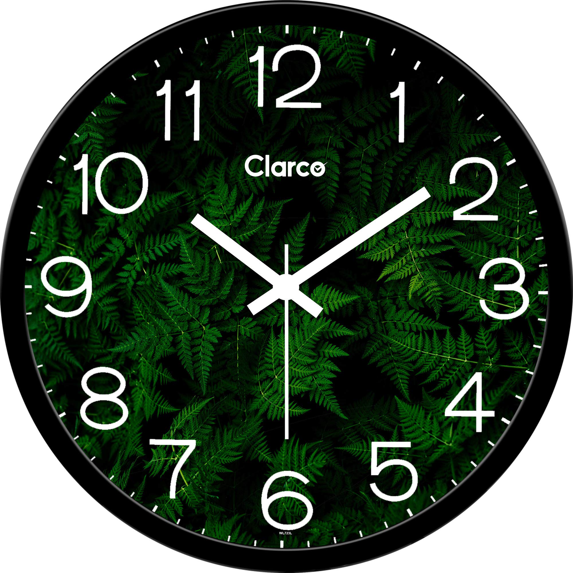 Clarco Leaf Theme Analogue Round Plastic Wall Clock with Glass for Home/Living Room/Bedroom/Kitchen/Office (12 x 12 Inch)(WL_723L)