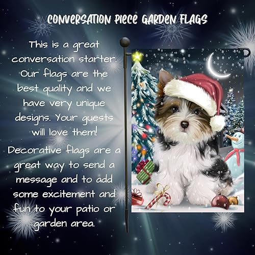 Miniatura 4 de Doggie of the Day Biewer Terrier - Banderas de jardín para perros  Have a Holly Jolly Christmas  Doble cara  Regalo decorativo de primavera para