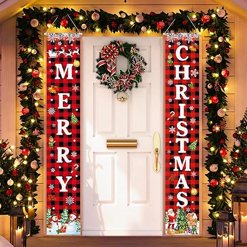 Letrero de decoración de Feliz Navidad, decoración de puerta de porche frontal, pancarta de Navidad para interiores y exteriores para decoración de
