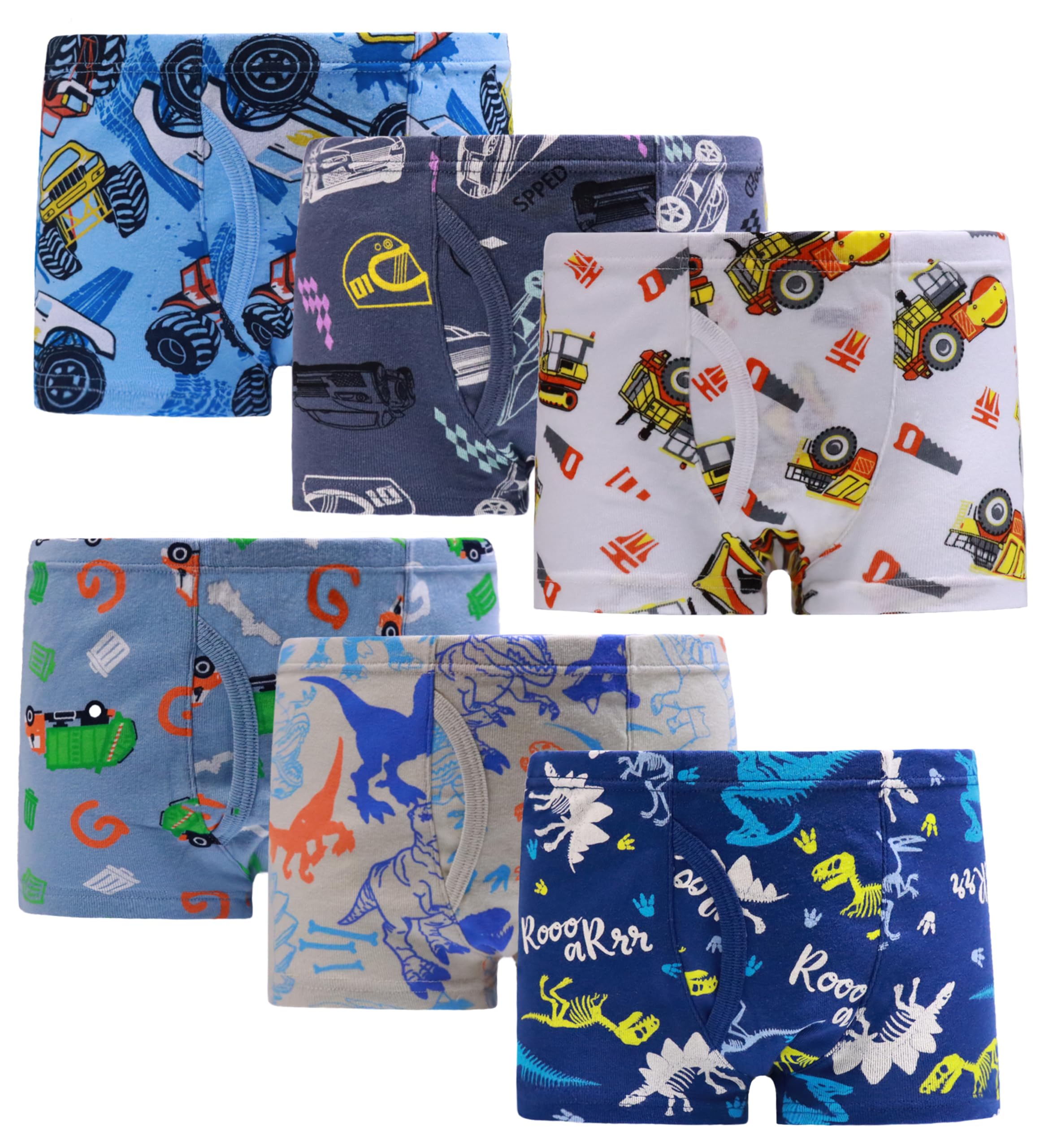 Boboking Little Boys Boxer Briefs Dinosaur Truck Shark Toddler Kids Underwear