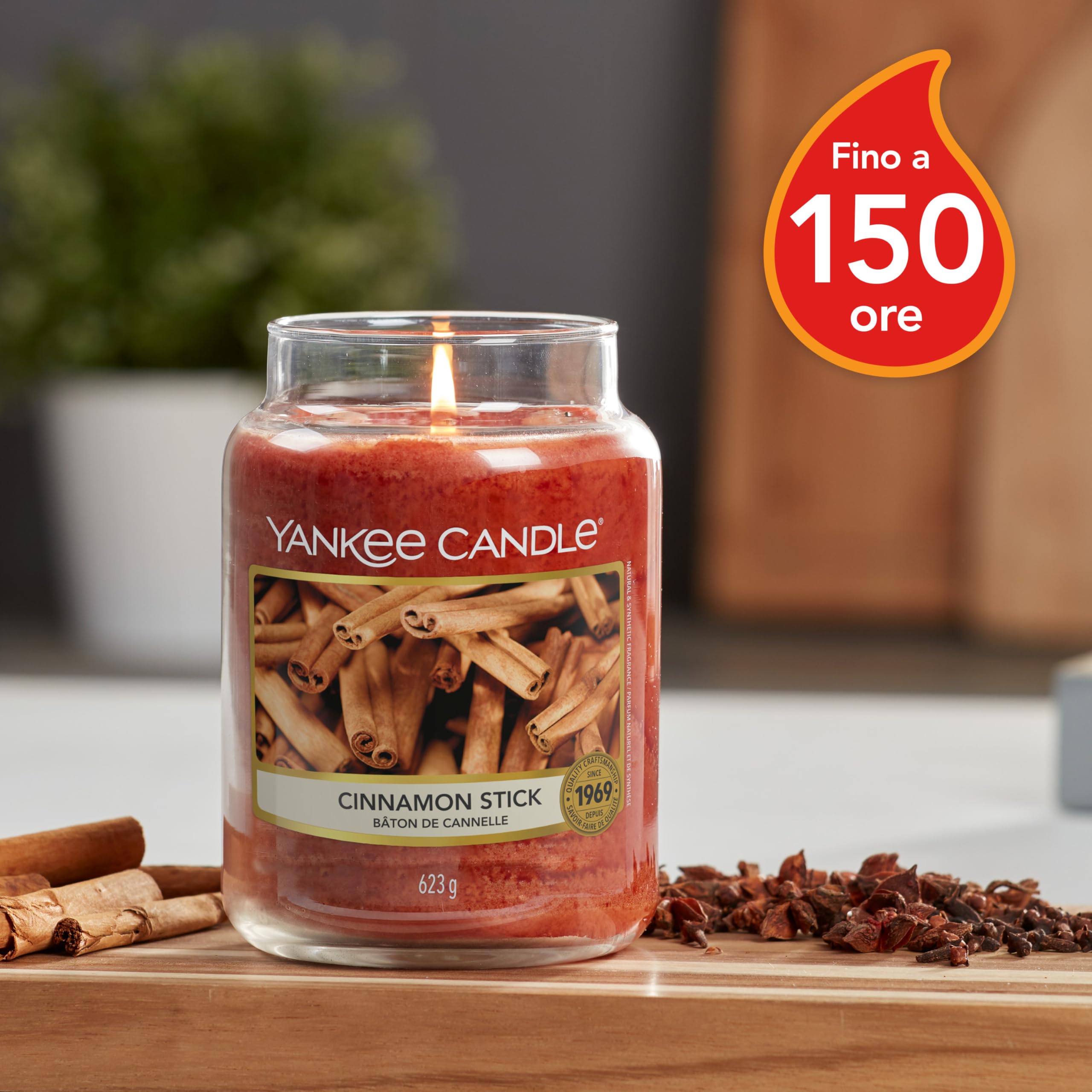 Yankee Candle Candela Profumata In Giara Grande | Bastoncino Di Cannella | Durata Fino A 150 Ore | Cinnamon Stick, Candele in Giara Grande
