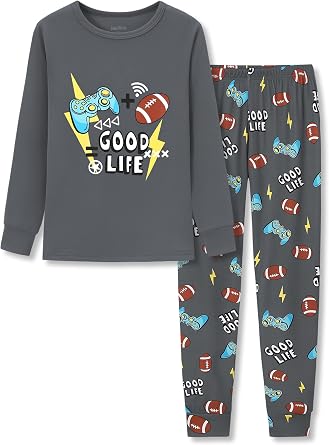 Beezizac Toddler & Little Boys Pajamas Blue Sharks 2-Piece Soft Snug-fit Long Sleeve PJ Set Kid Sleepwear Size 4T-14
