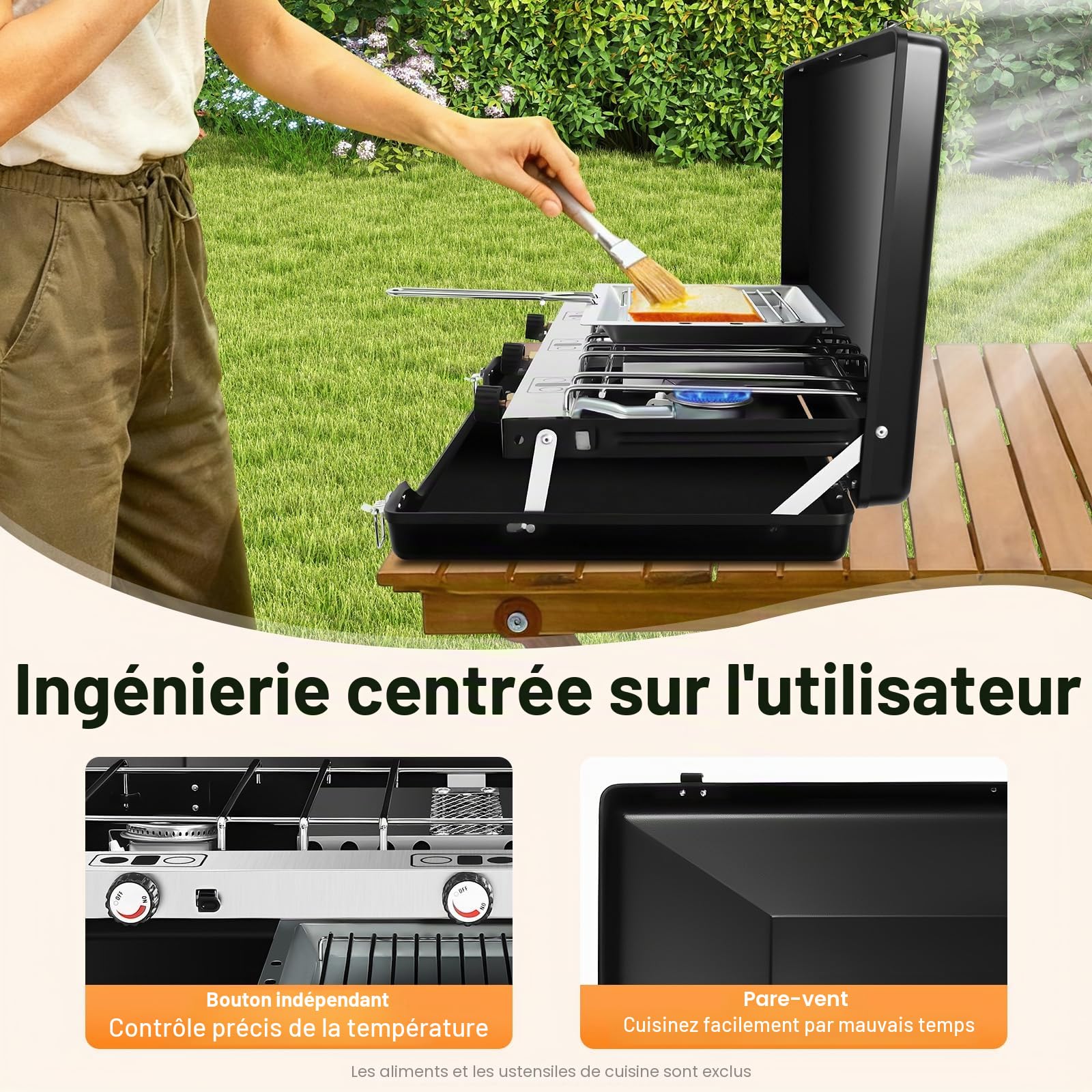 Réchaud de camping à gaz portable à 3 flammes, réchaud de camping d'extérieur pour réchaud Vanlife, camping, réchaud d'urgence/équipement d'urgence, barbecues, fêtes