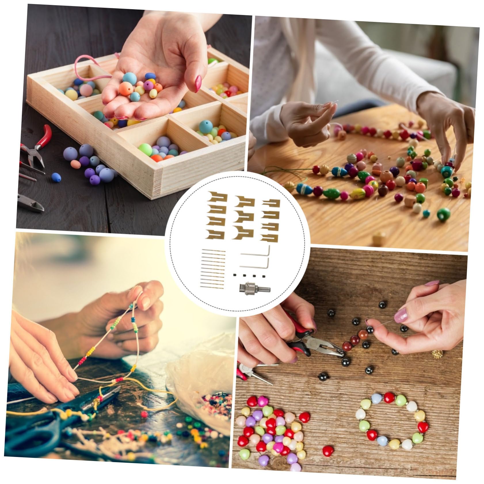 Set Punte Trapano per Perline in Legno 24 Pezzi Acciaio | 6-25mm, per Lavori DIY e Artigianali, Adatto al Legno, Kit per Bracciali e Collane