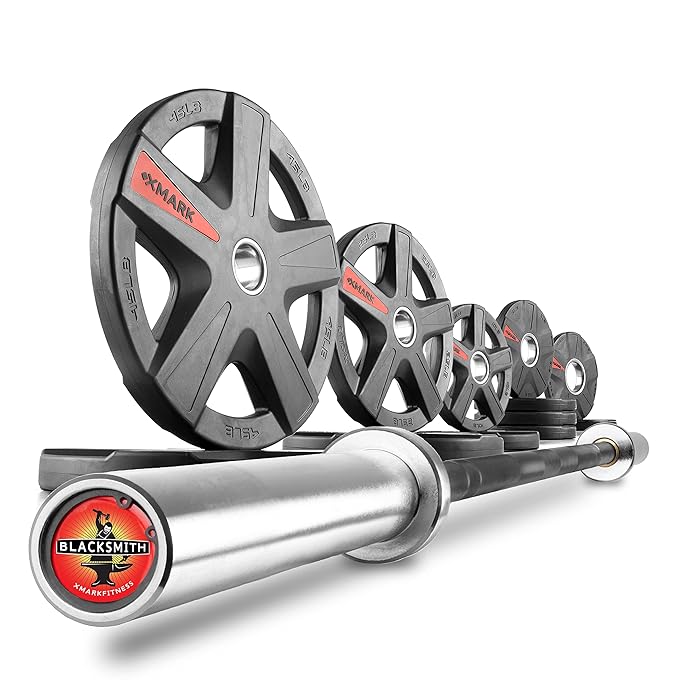 Buy XMark Olympic Weight Set with Olympic Bar, Barbell Olympic Weight
