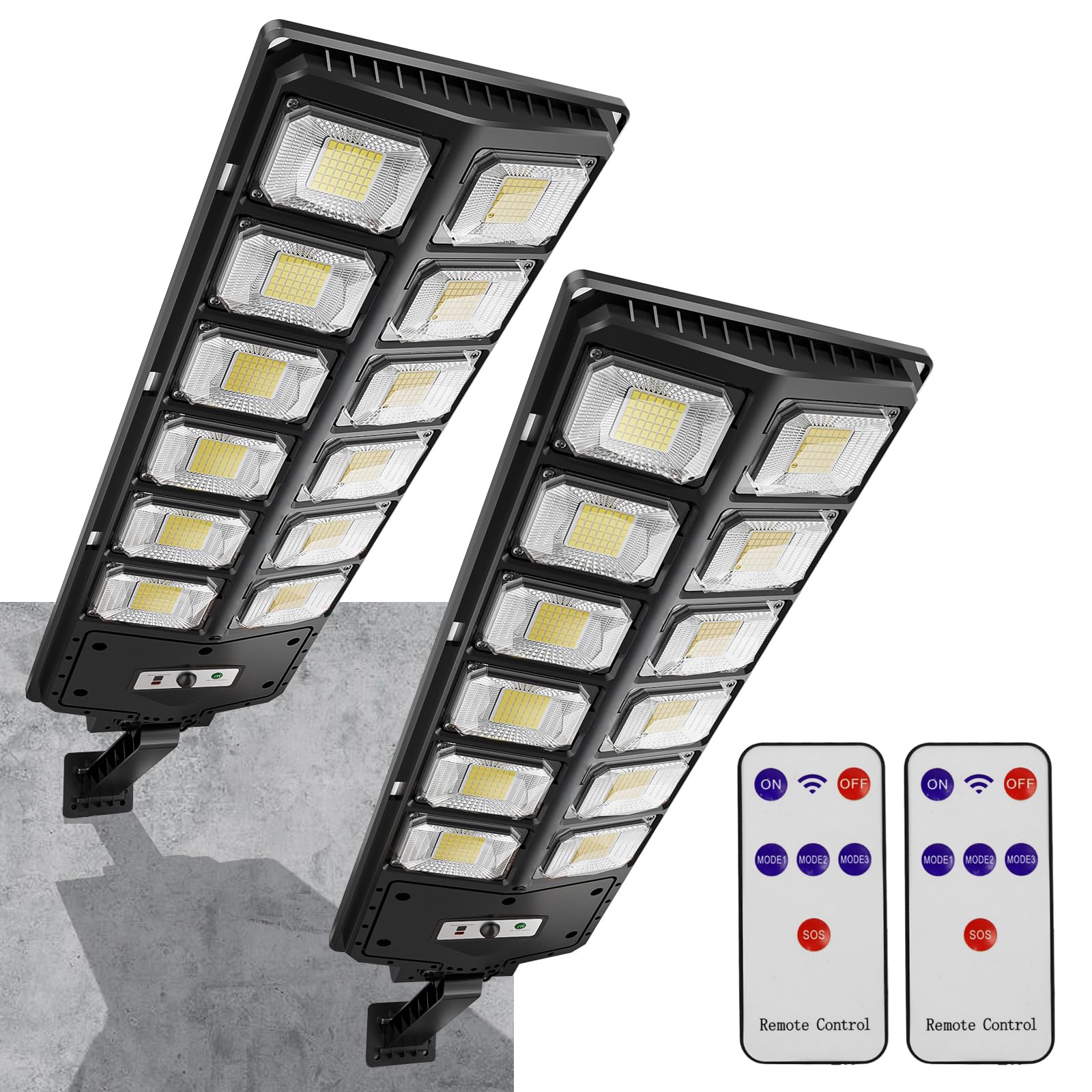 2 Pack Outdoor Street Lights, 504 LEDs 6500K Solar Street Lights Outdoor Waterproof with Motion Sensor for Yard, Garden, Parking Lot, Patio, Front Door (2)