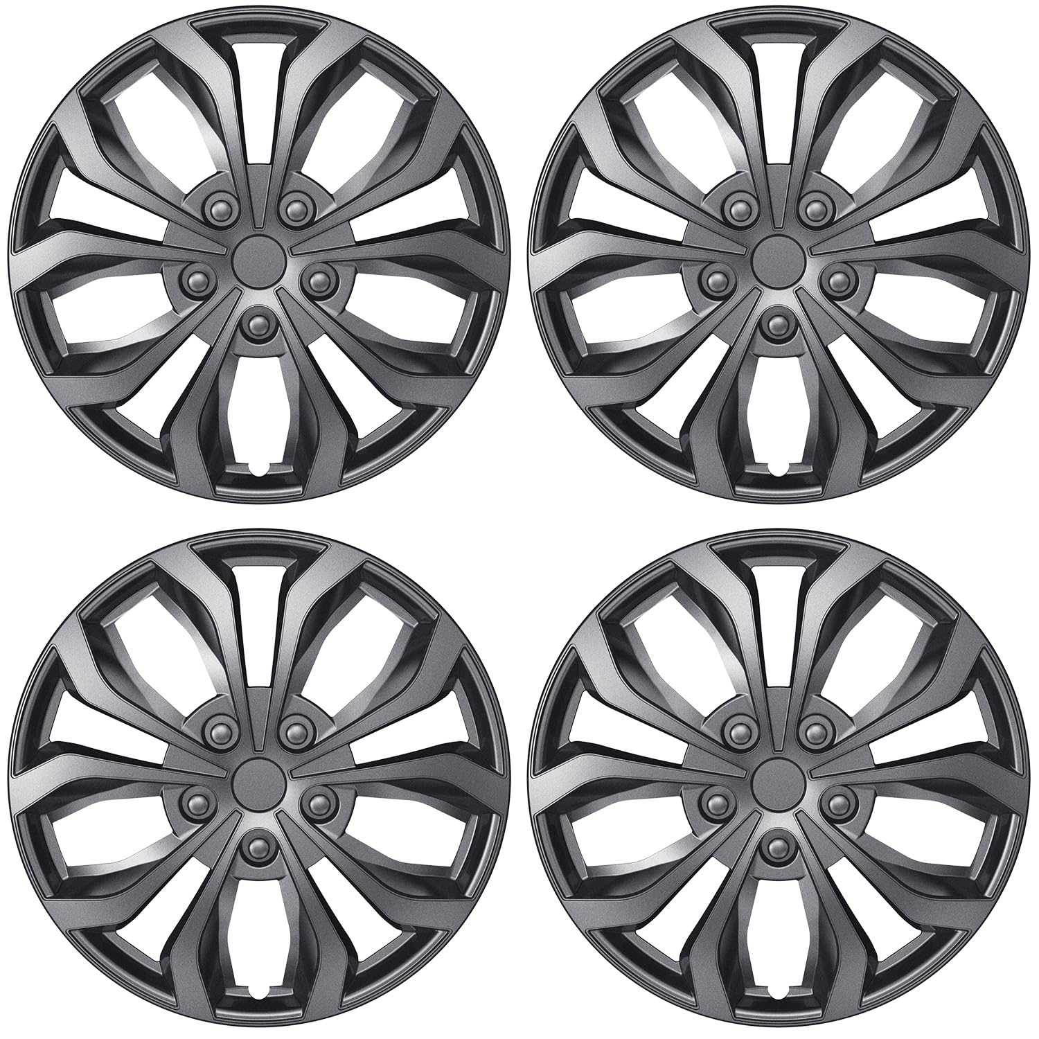 4-Pack Universal Wheel Trims Replacement R16 16 inch, Steel Wheel Rim Cover for Most Cars, 16" 16 in Hubcaps Wheel Covers Hub Caps (Grey Color, 16 inch)