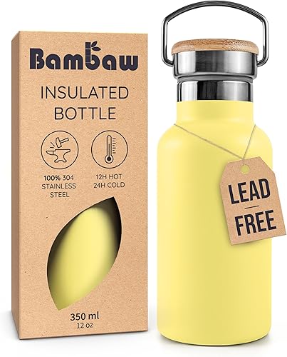 Miniatura 43 de Bambaw Botella de agua aislada de 32 onzas, botella de agua de acero inoxidable verde, botella de agua grande de acero inoxidable, botella de agua