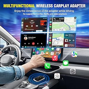EZHAUS Wireless CarPlay Adapter, 2025 Upgraded Plug & Play Convert Wired to Wireless for iPhone, Low Latency Car Play Adapter Wired CarPlay to Wireless, Mini Car Play Dongle for iOS 10+(Black Gray)