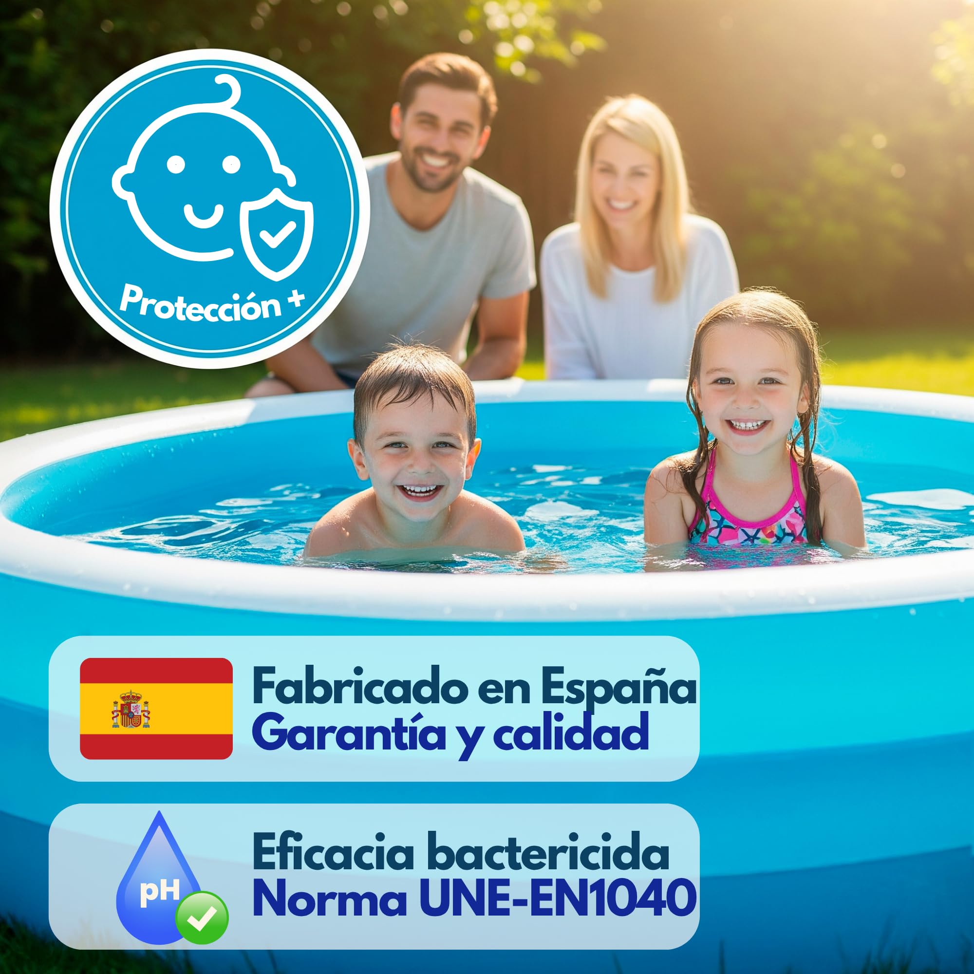 Pastillas Cloro Piscina Pequeña Ideal para Piscina Desmontable o Hinchable Fácil Dosificación y Seguridad Infantil - Biocida PT02 – Nº Registro ROESB 18-60-09375