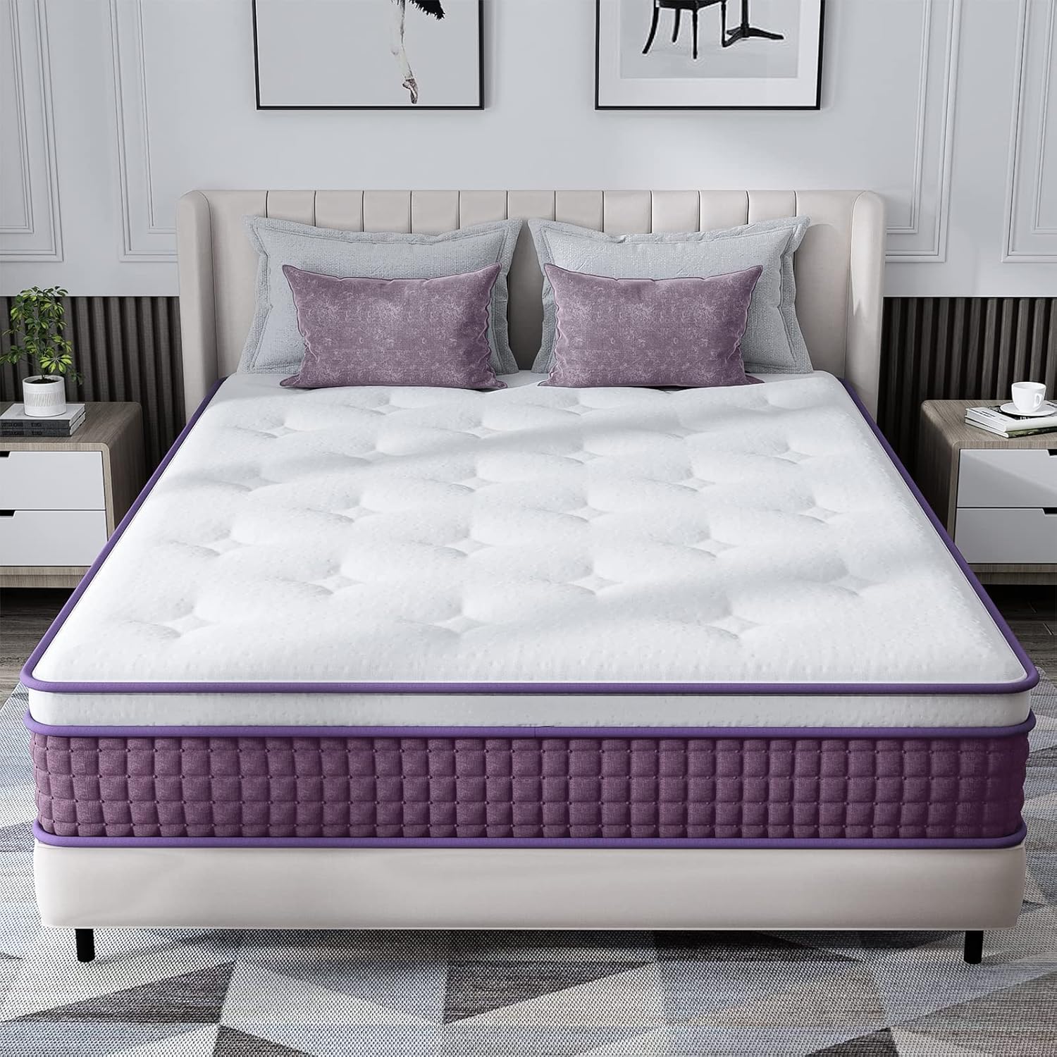 REGOSS Queen Mattress, 10 Inch Hybrid Queen Mattress with Plush Foam and