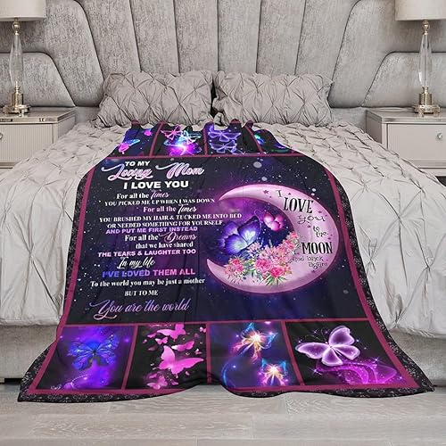 Miniatura 3 de Manta de mariposa con texto en inglés To My Mom, manta de mariposa para mamá, suave, cálida y acogedora manta de vellón para sofá, cama, 40 x 50