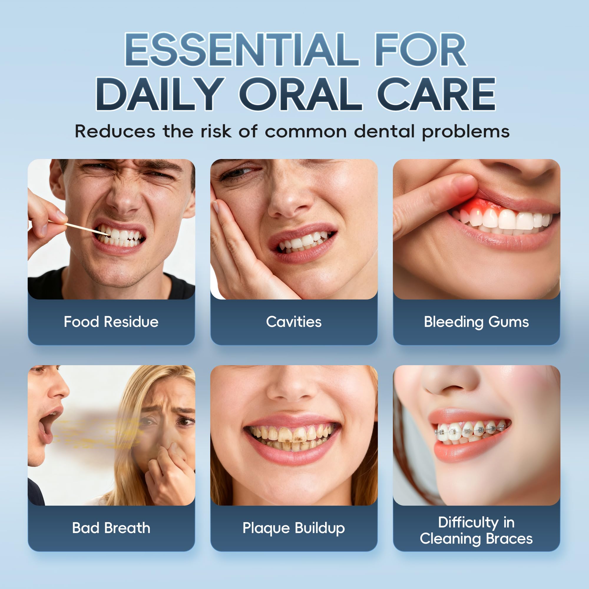 Mornwell Idropulsore wireless per la pulizia dei denti, filo interdentale, irrigatore orale, 3 modalità, 4 ugelli spray, IPX7, pulizia 300 ml, ricaricabile tramite USB (bianco B)