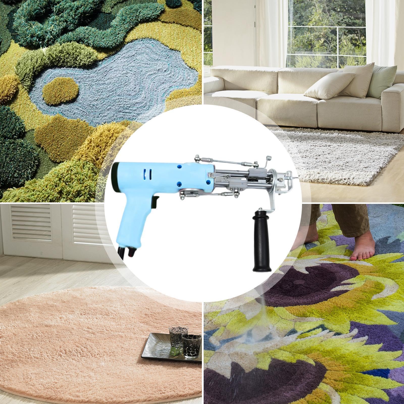Máquina Tufting Eléctrica Kit para Hacer Alfombras con Mango Giratorio