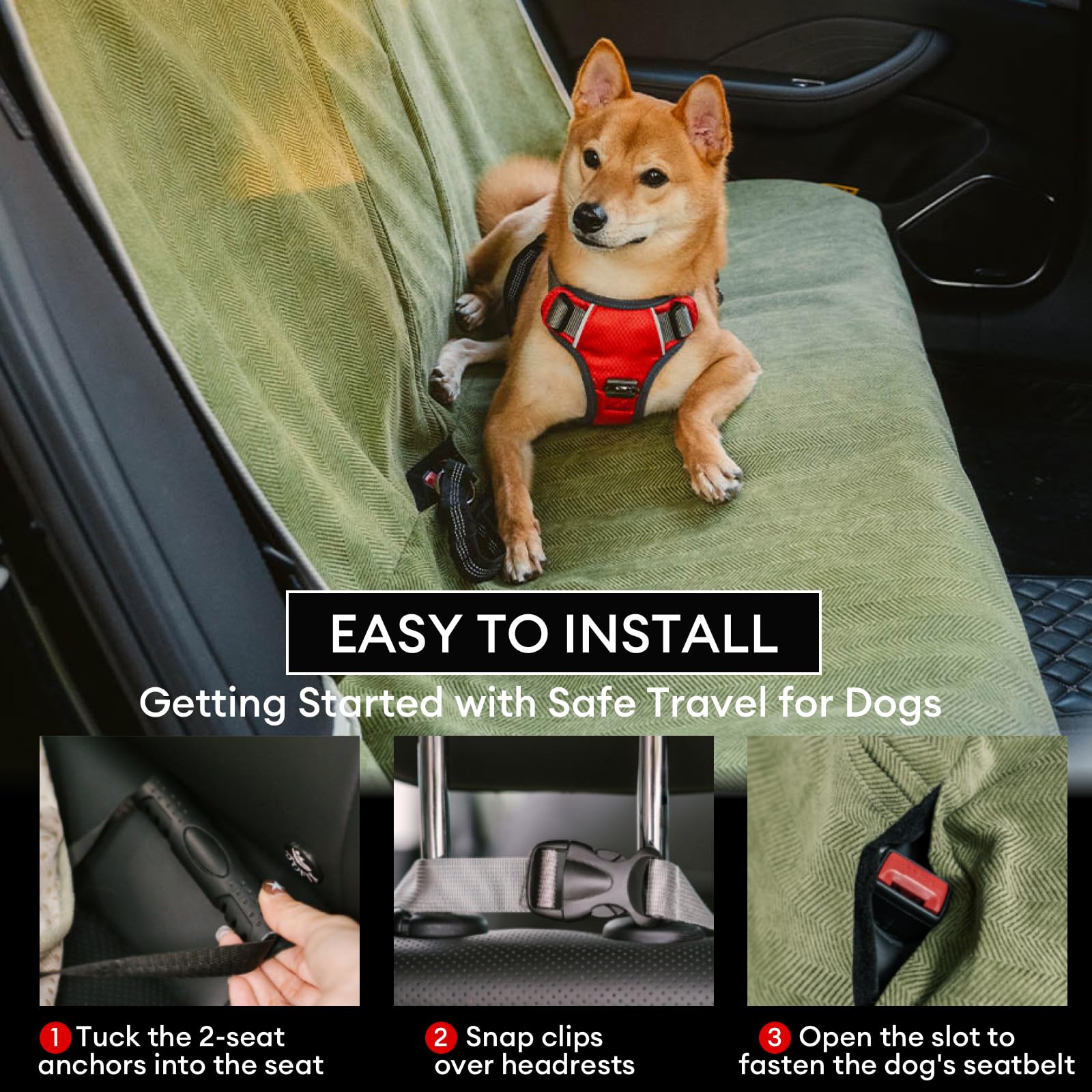 FUNNY FUZZY Dog Car Seat Cover for Back Seat, Waterproof, Scratchproof Car Seat Protector for Dogs Nonslip, Dog Back Seat Covers for Cars, Trucks and SUVs, Back Seat(18.1''W x 53''L×22" H) - image 4
