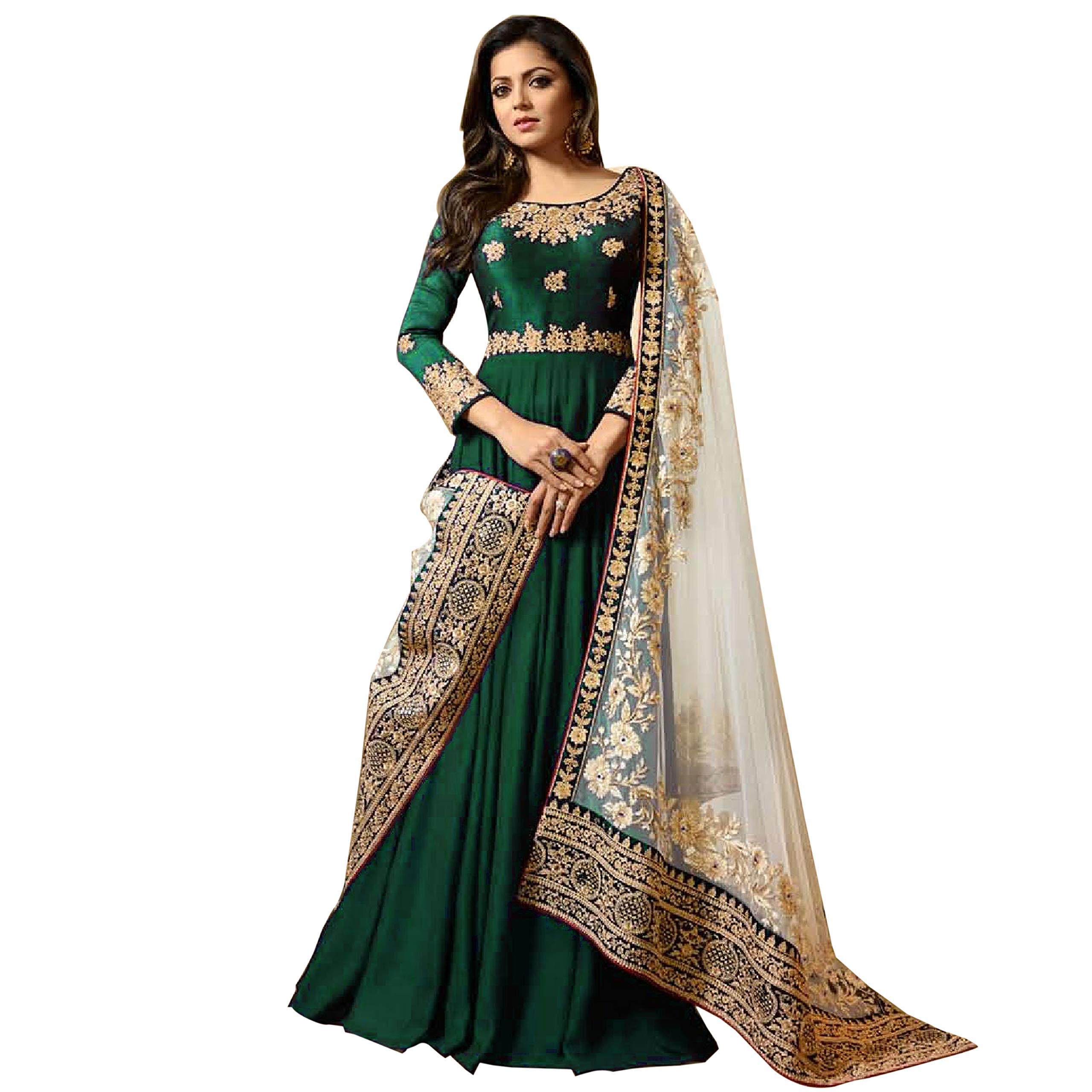 Divine International Trading Co Women's Faux Georgette Embroidery Salwar Suit With Dupatta Material