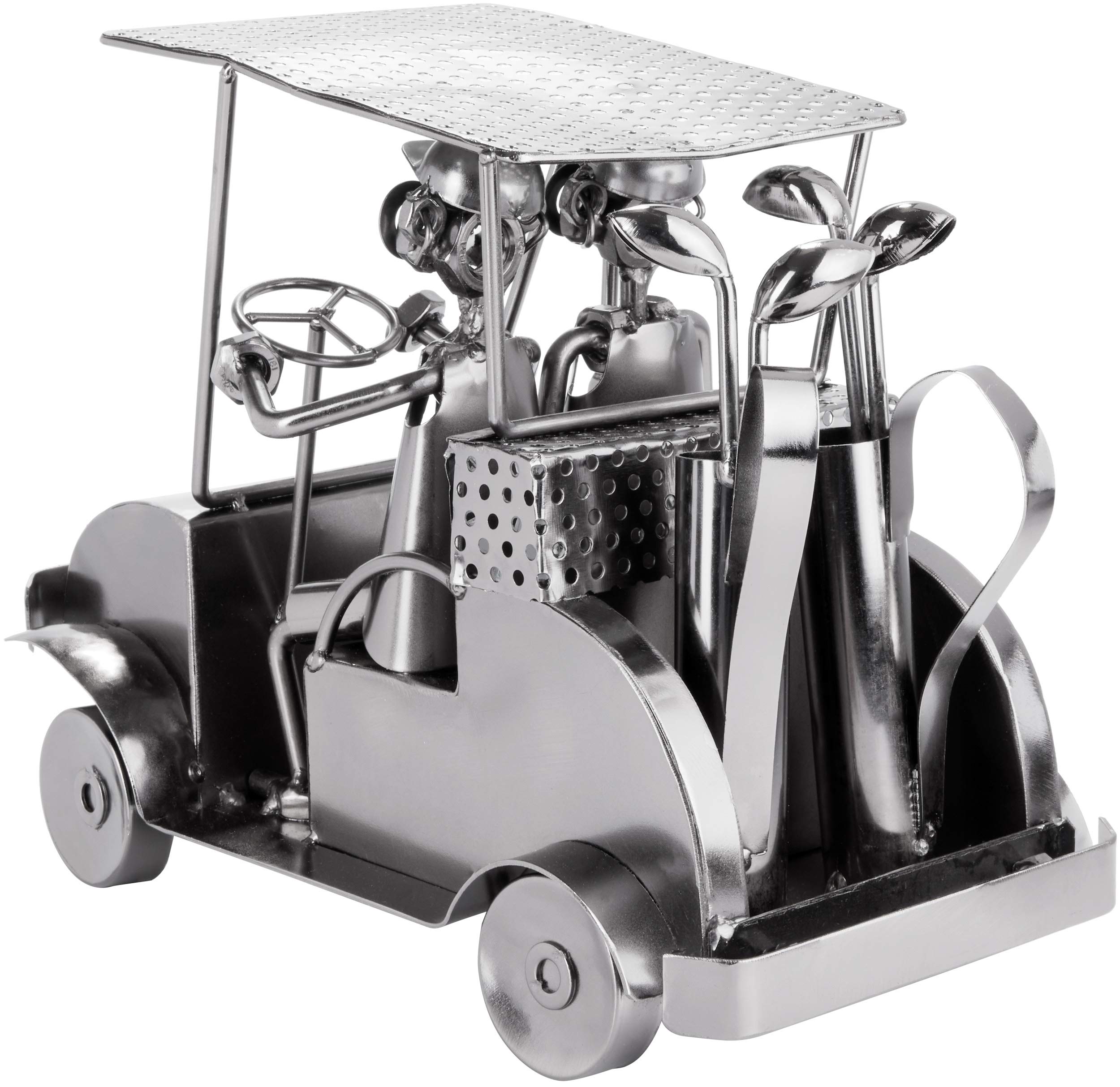 BRUBAKER Vite Uomo Golf Cart - Figura Artigianale in Ferro Uomo di metallo Golf - 24 cm in Metallo Figura Idea Regalo per i Giocatori di Golf e Gli Appassionati di Golf