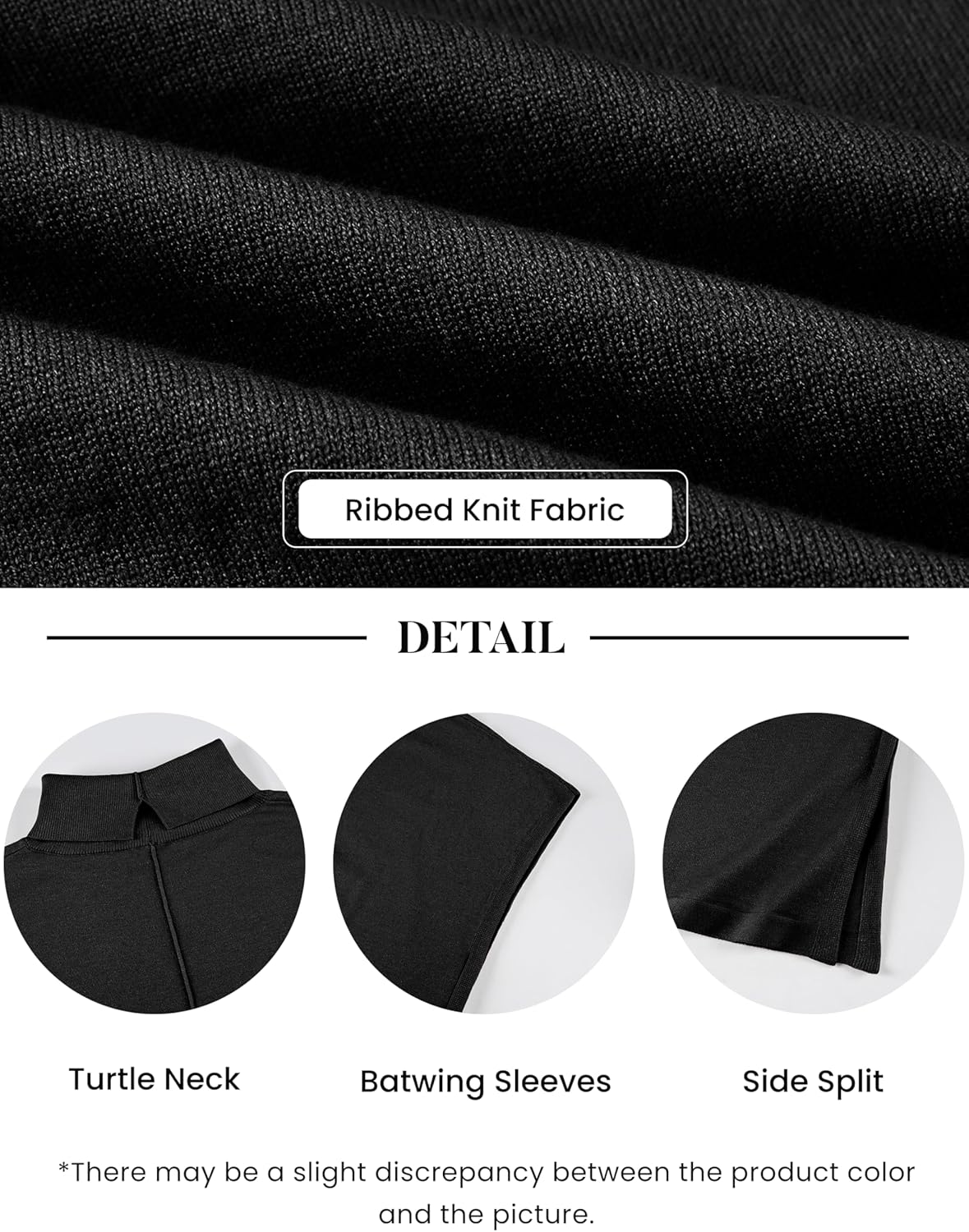 Yidarer 2026 Womens Turtleneck Knit Sweaters Short Batwing Sleeves Relaxed Fit Casual Pullover Tops - Image 4