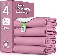 Vista 9 de IMPROVIA® Almohadillas lavables, 34 x 52 pulgadas (paquete de 2) - Almohadillas reutilizables para incontinencia de alta absorción para niños